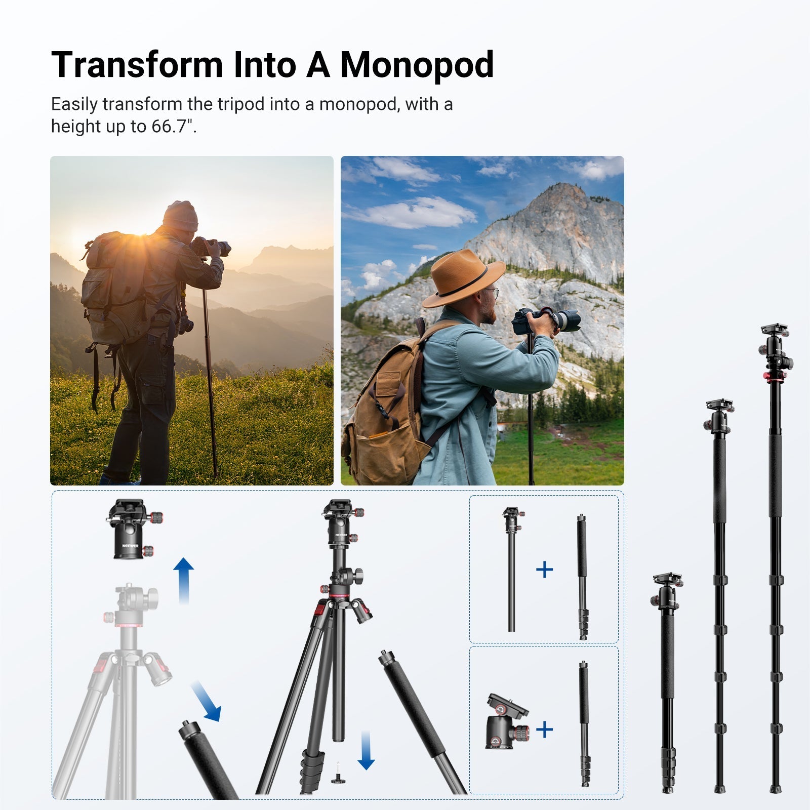 NEEWER BASICS TP014 76" Overhead Camera Tripod Monopod