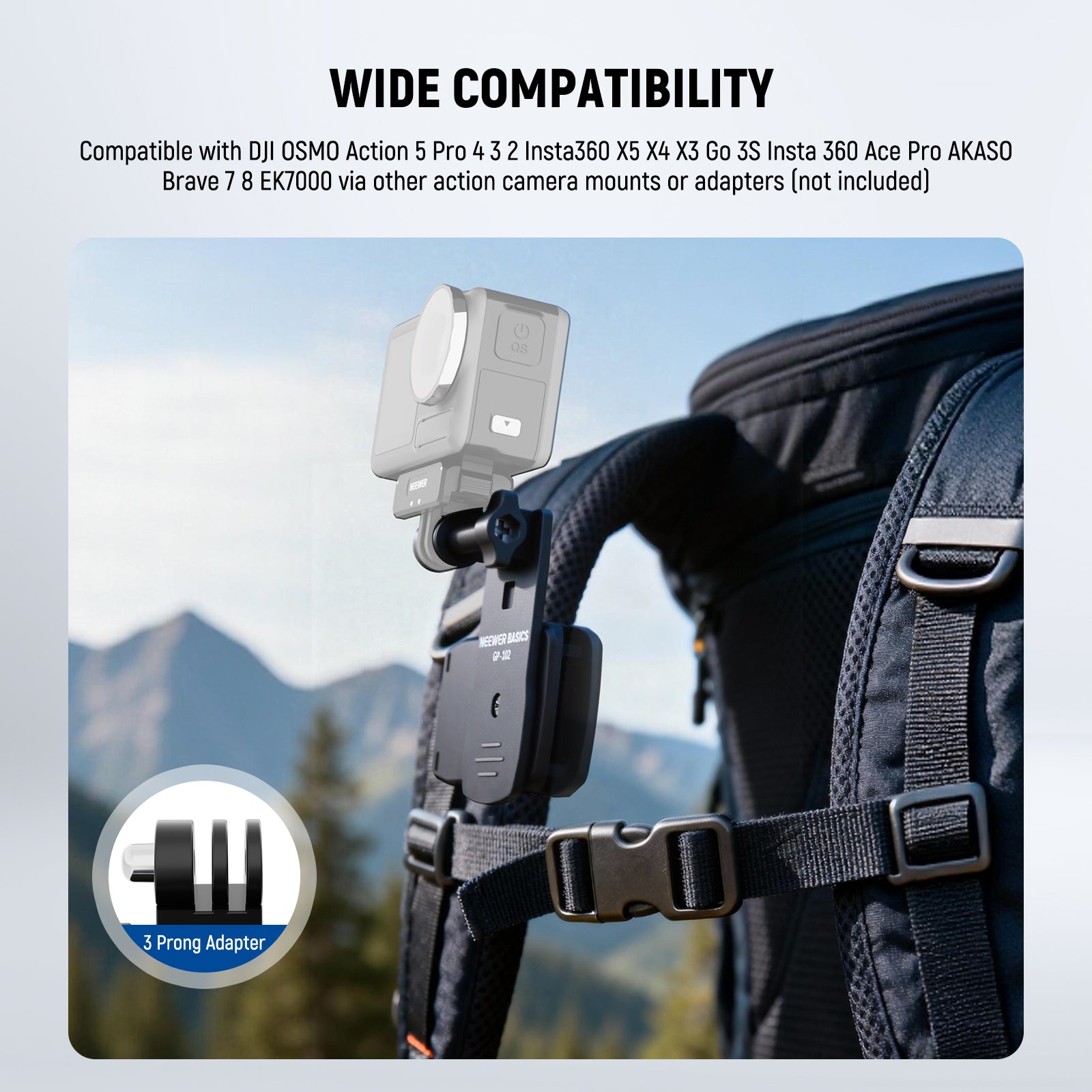 NEEWER BASICS GP-102 Backpack Strap Clip Mount for Action Camera
