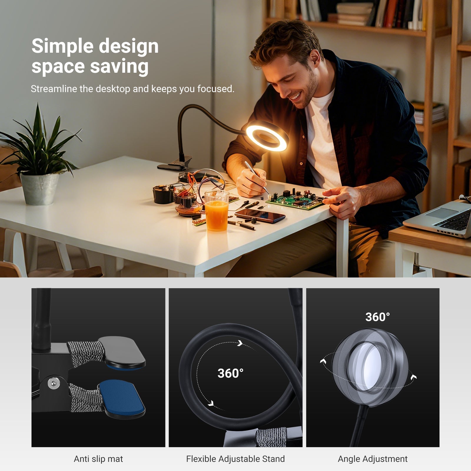 NEEWER ENTRY LEVEL VERSION N34 10X Magnifying Glass with Light & Stand