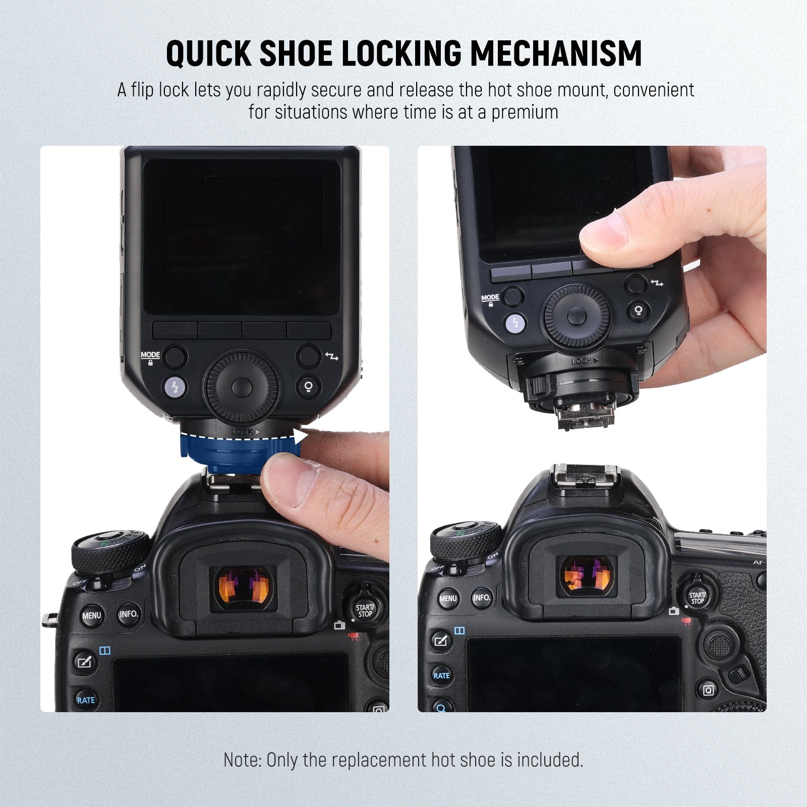 NEEWER Hot Shoe Replacement for Z2-S/Z2Pro-S/Z2II-S Round Head Flash Speedlite