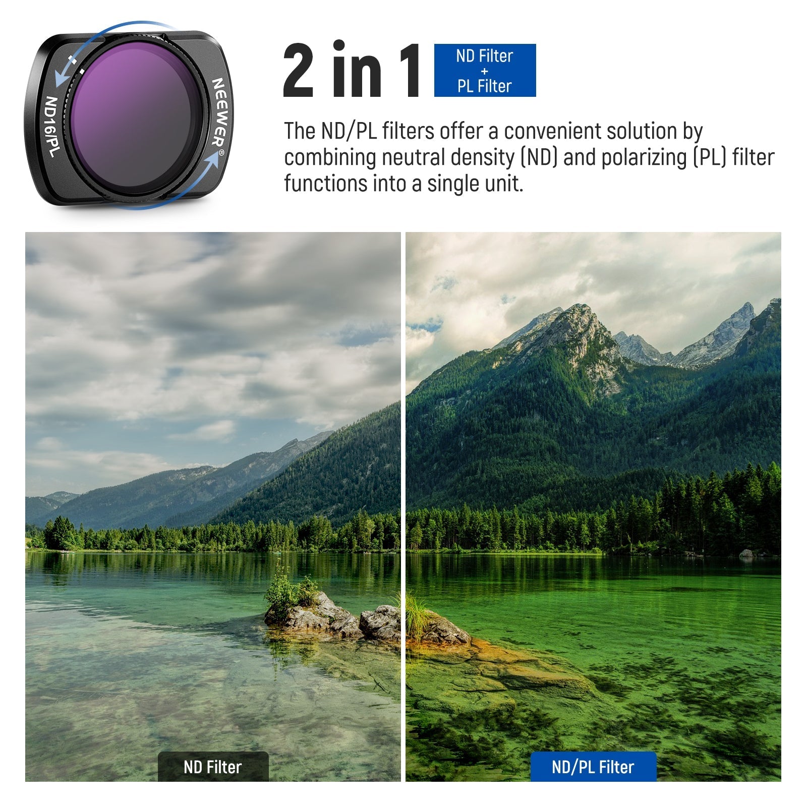 NEEWER FL-B07 ND/PL Filter Set with 0.75x Wide Angle Lens for Pocket 3 / Pocket 4 & Xtra Muse