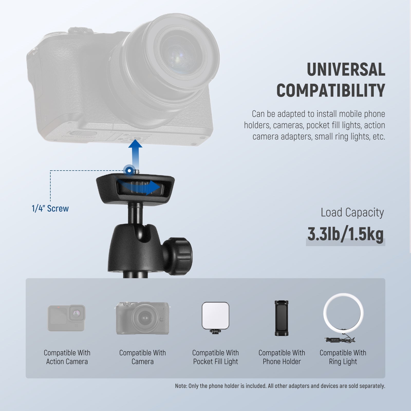 NEEWER TS05 62.9" All Metal Phone Tripod with Remote