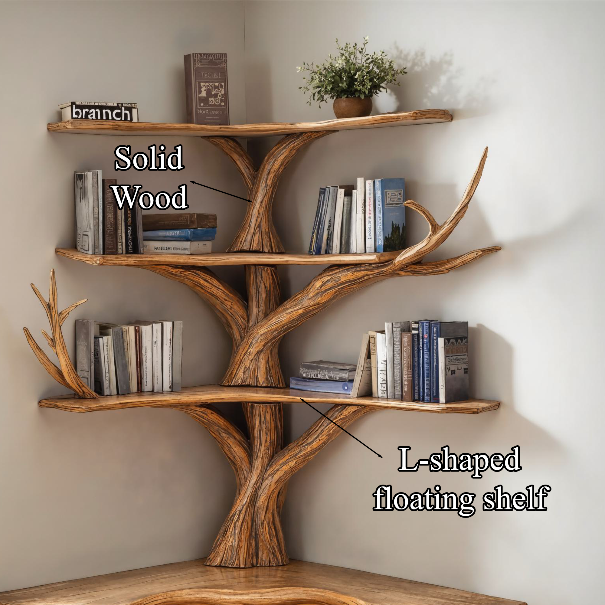 Tree Bookshelf With Corner Bench Lshaped Bench Driftwood Branch