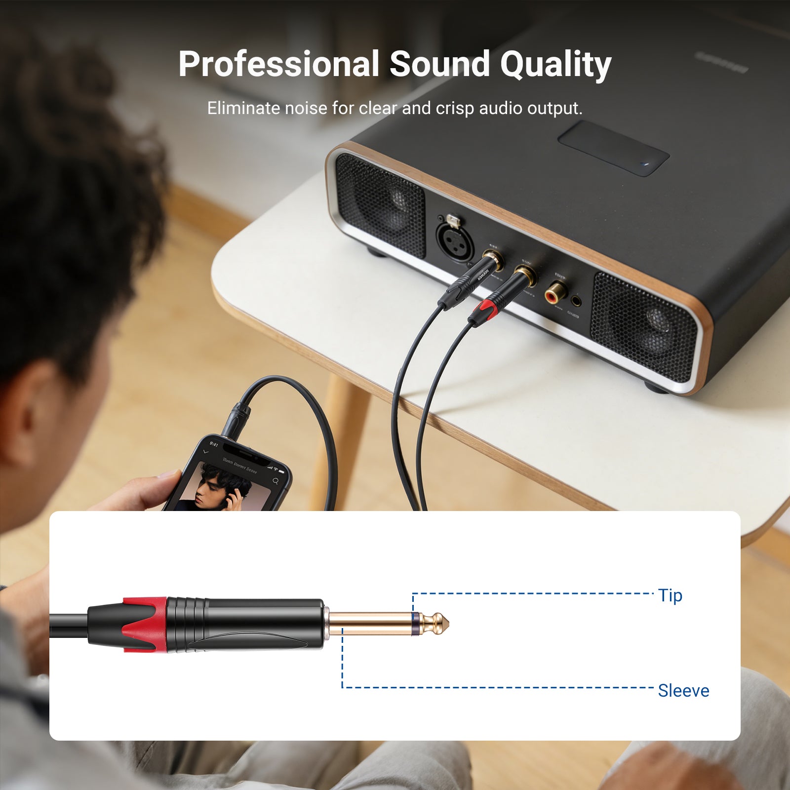 NEEWER 3.5mm 1/8 TRS to 1/4 Dual 6.35mm TS Breakout Cable
