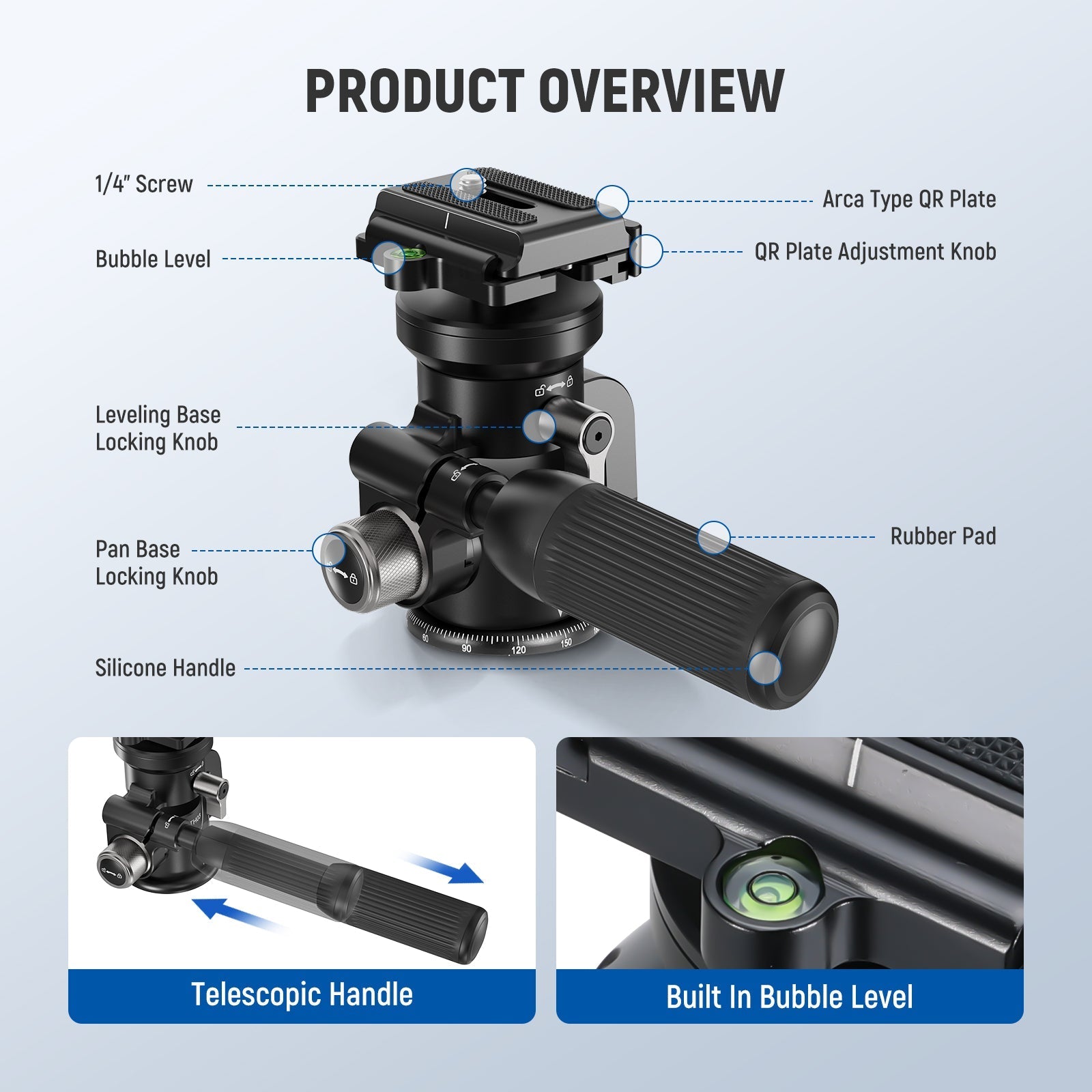 NEEWER TH03 Video Camera Tripod Pan Tilt Head