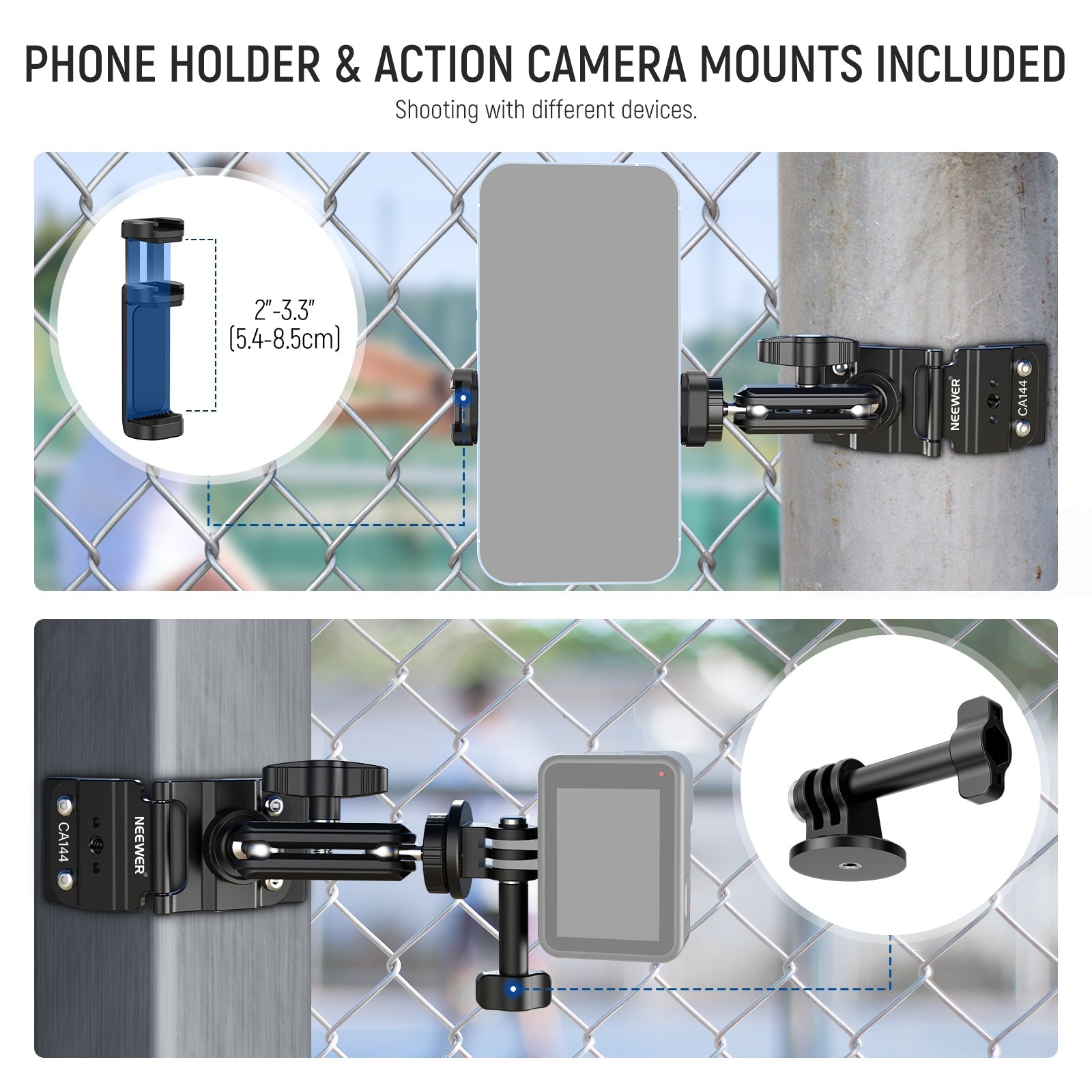 NEEWER CA144 Magnetic Fence Mount for Action Camera