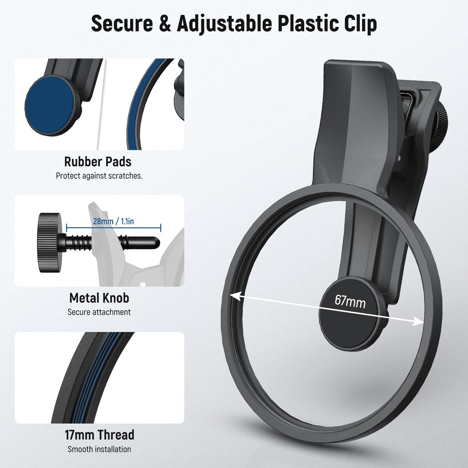 NEEWER FL-B24/FL-B20 67mm Black Diffusion 1/4 Filter with Clip For Smartphone