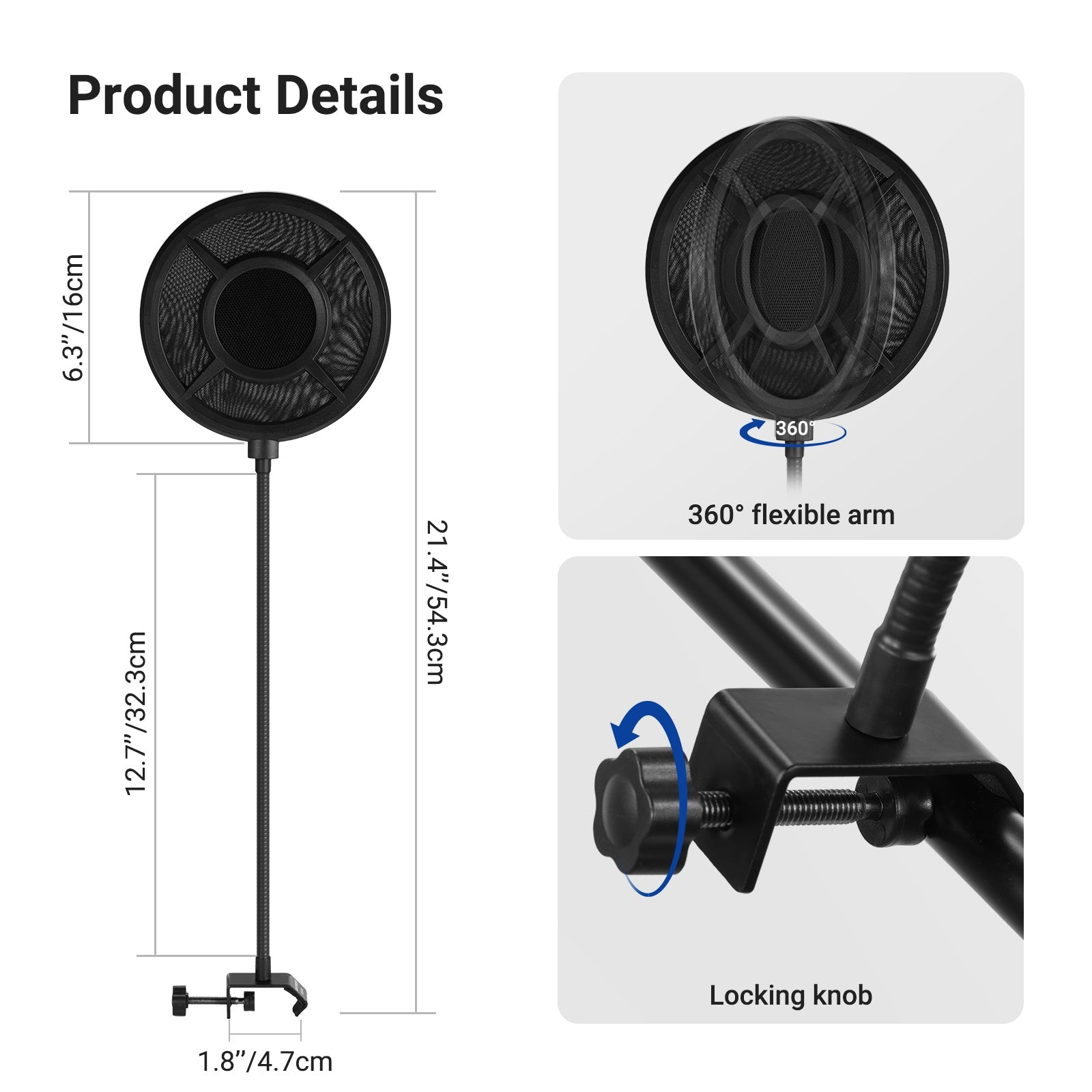 NEEWER MS044 Metal Pop Filter for Microphone