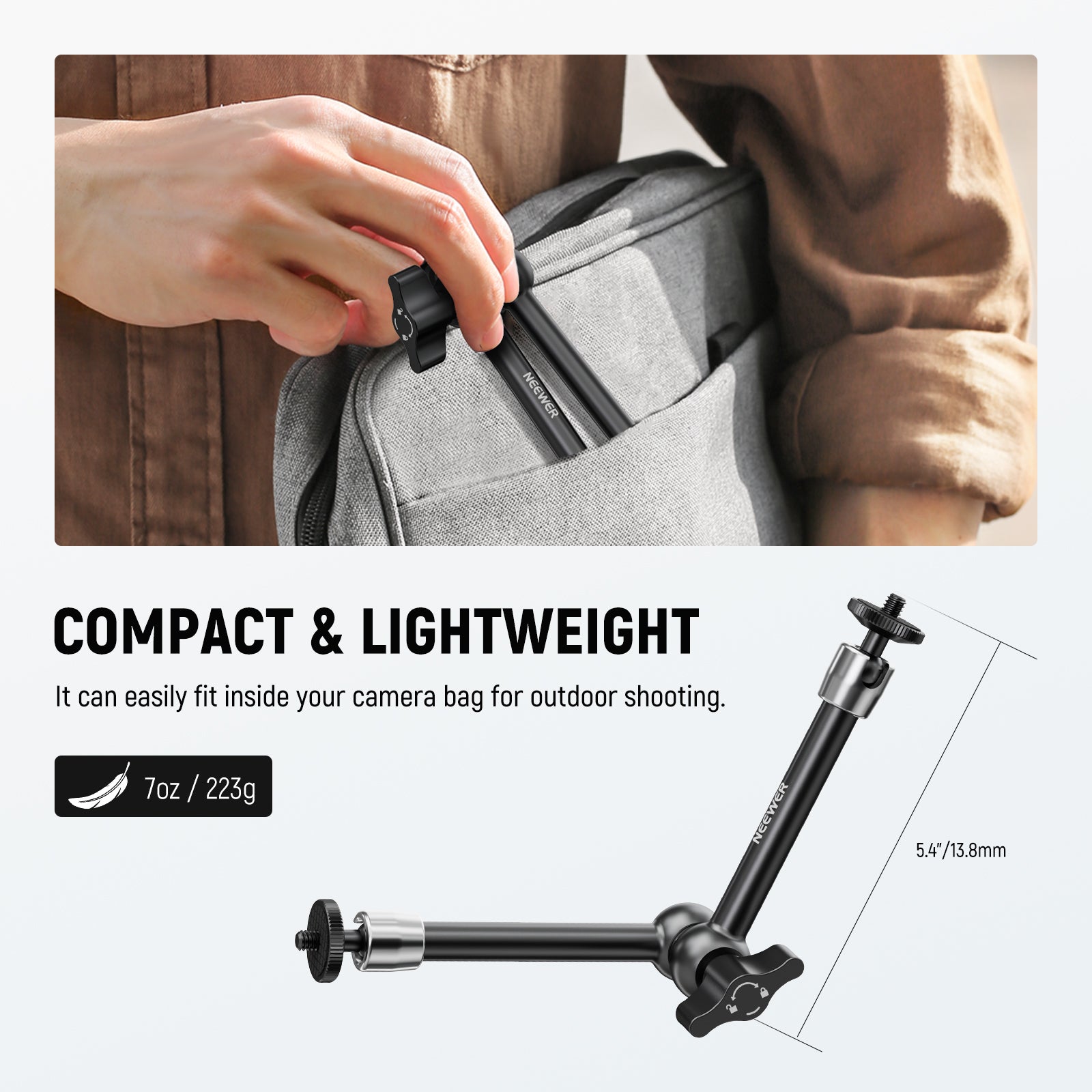 NEEWER ST08 9.8"/25cm Aluminum Alloy Magic Arm