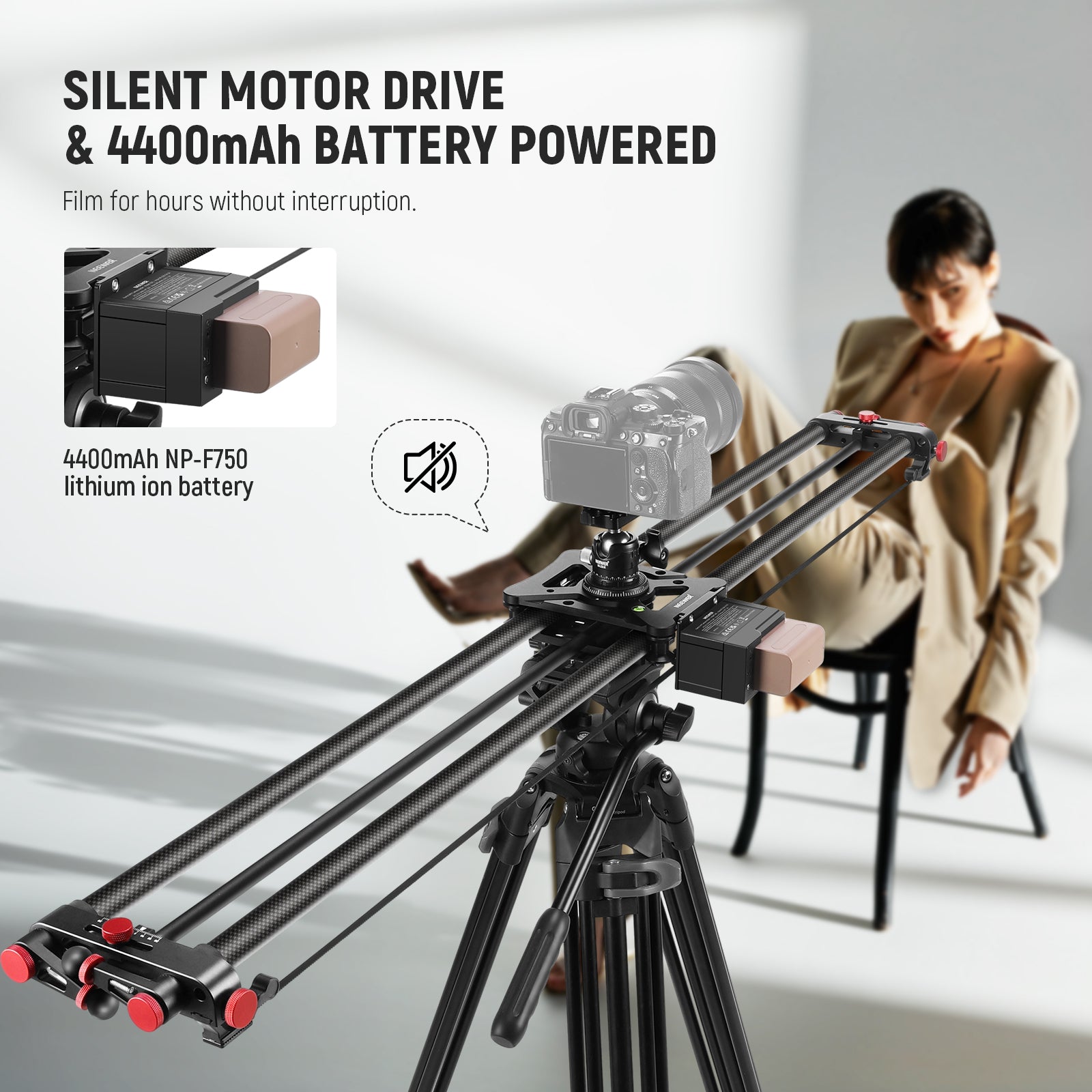 NEEWER ER1 Motorized Carbon Fiber Camera Slider with F750 Battery