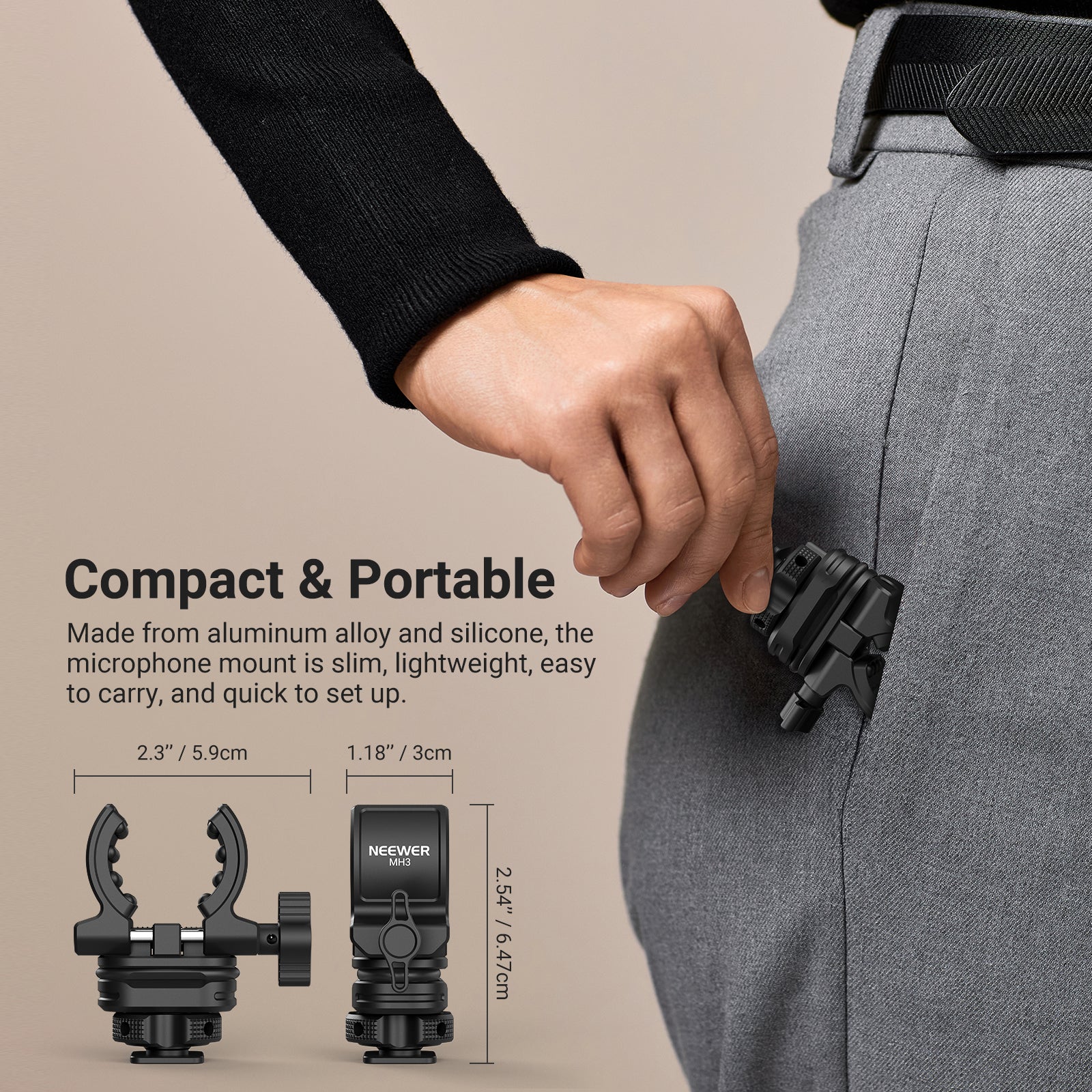 NEEWER MH3 Microphone Holder with Cold Shoe Adapter