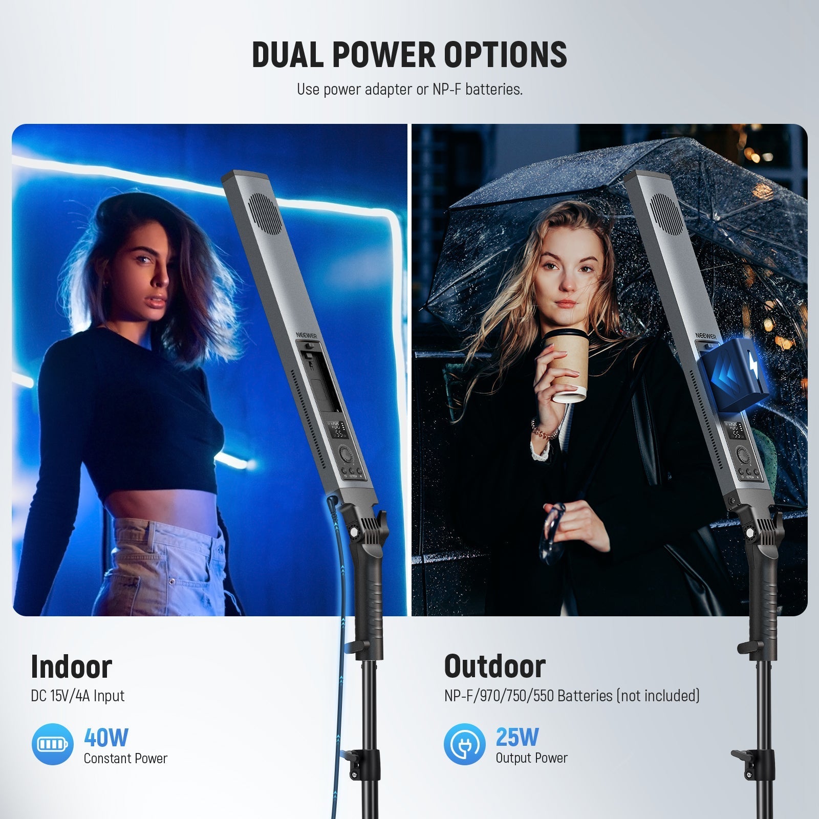 NEEWER BH20B Ultra Upgraded 40W LED Video Light Stick Kit