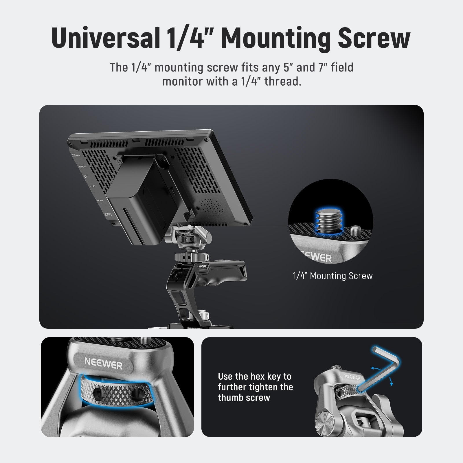 NEEWER MA017 Camera Monitor Mount with Cold Shoe