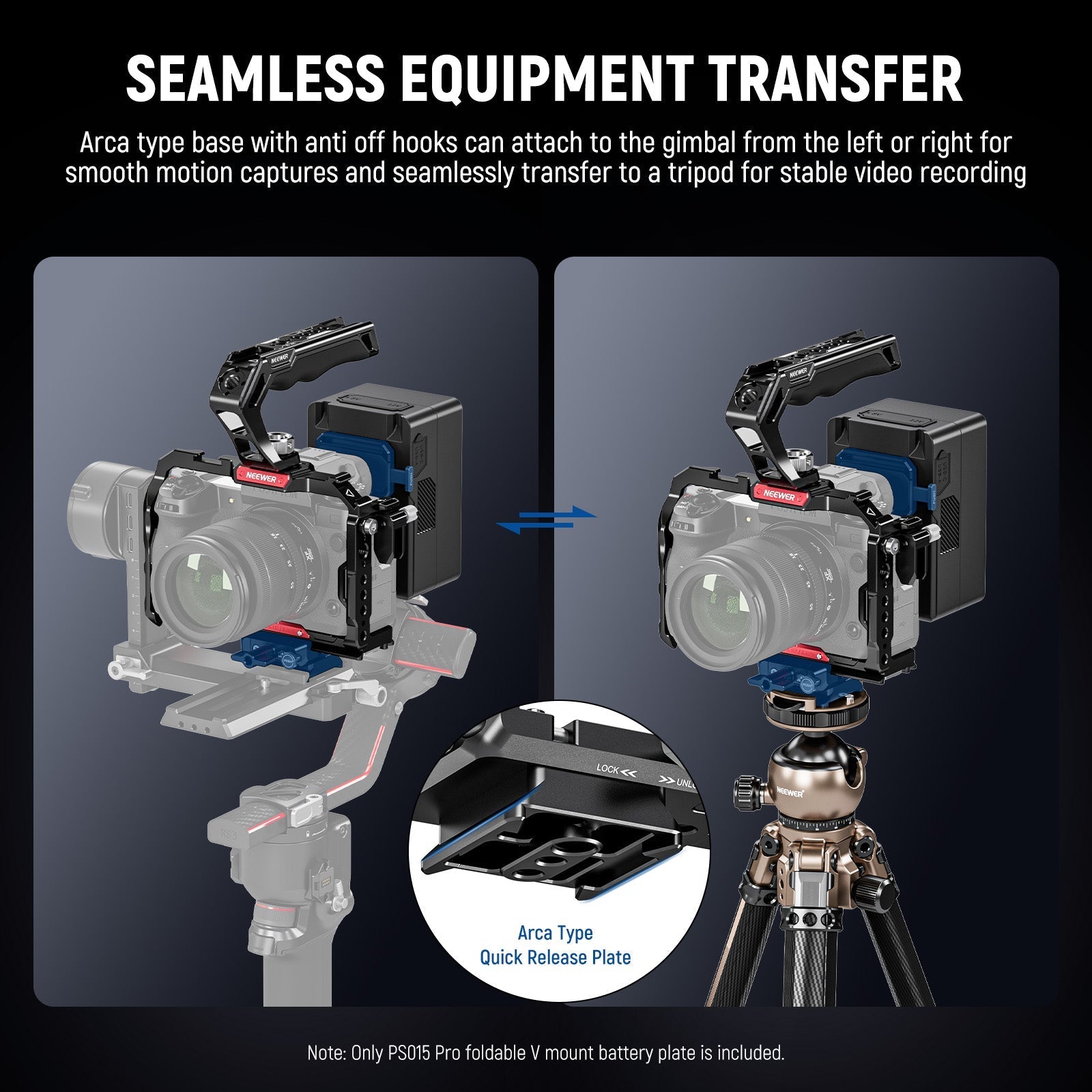 NEEWER PS015 Pro Foldable V Mount Battery Plate