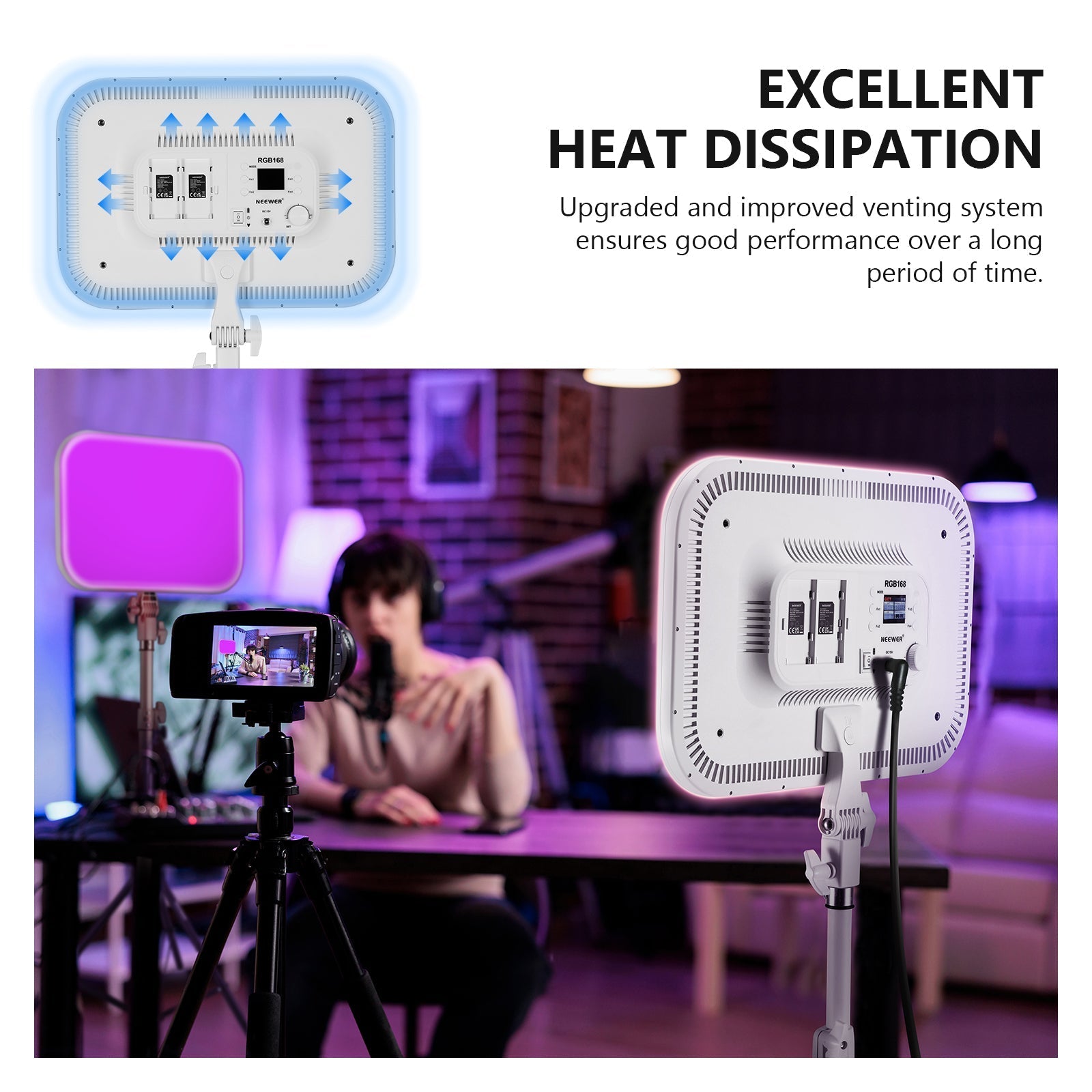 NEEWER 2 Pack RGB168 18.3 Inch LED Panel Video Light