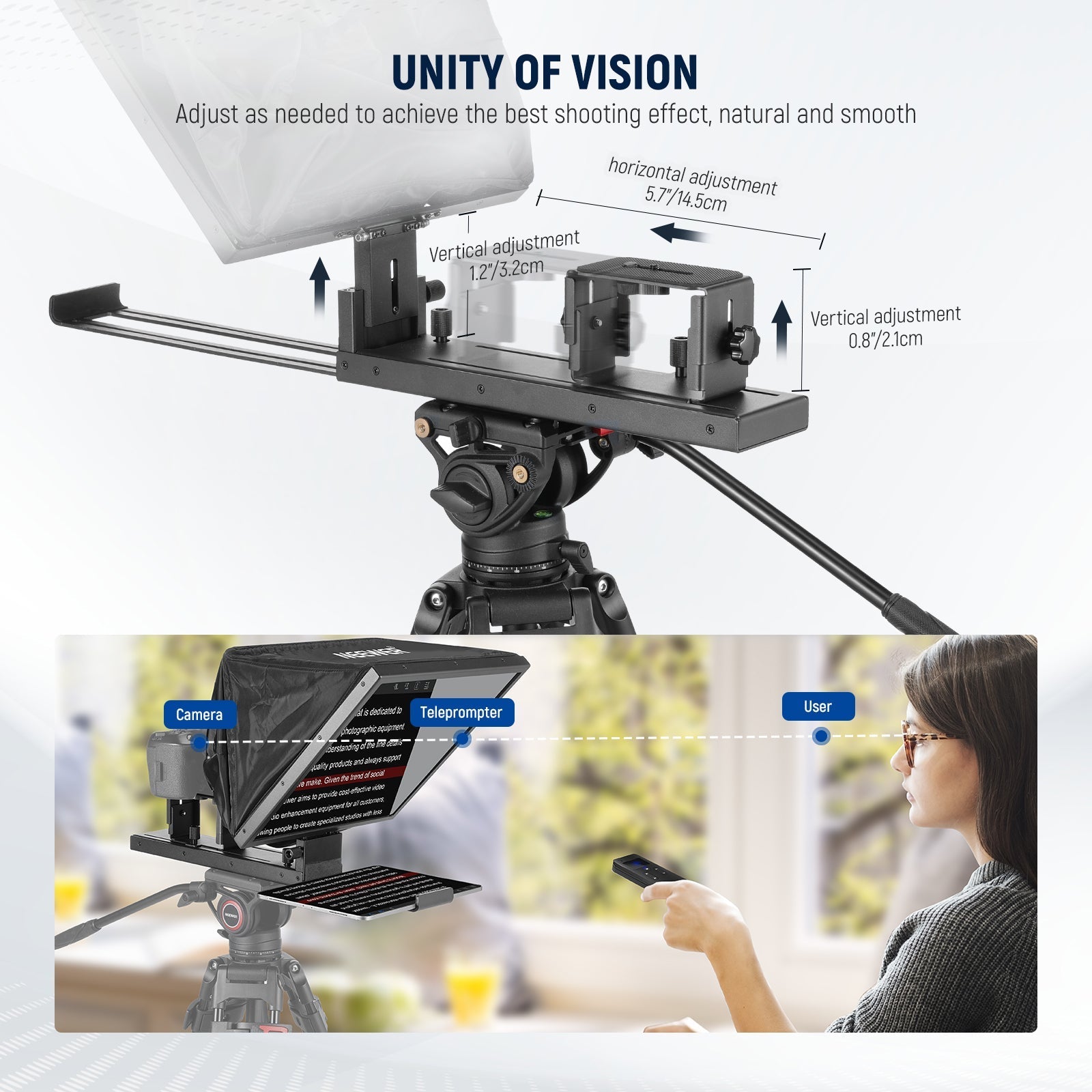 NEEWER BASICS X16B 16" Aluminum Alloy Liftable Teleprompter