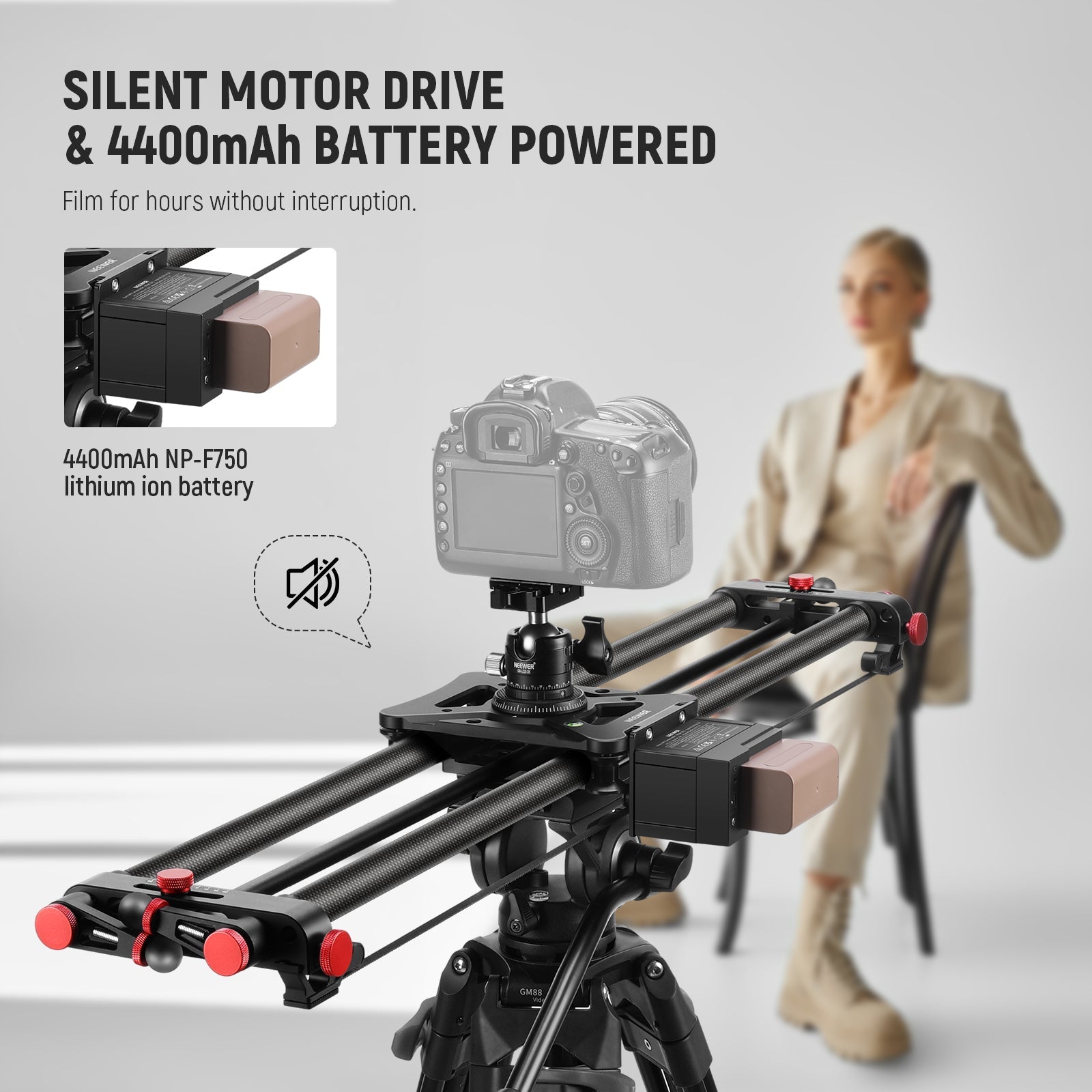 NEEWER ER1 Motorized Carbon Fiber Camera Slider with F750 Battery