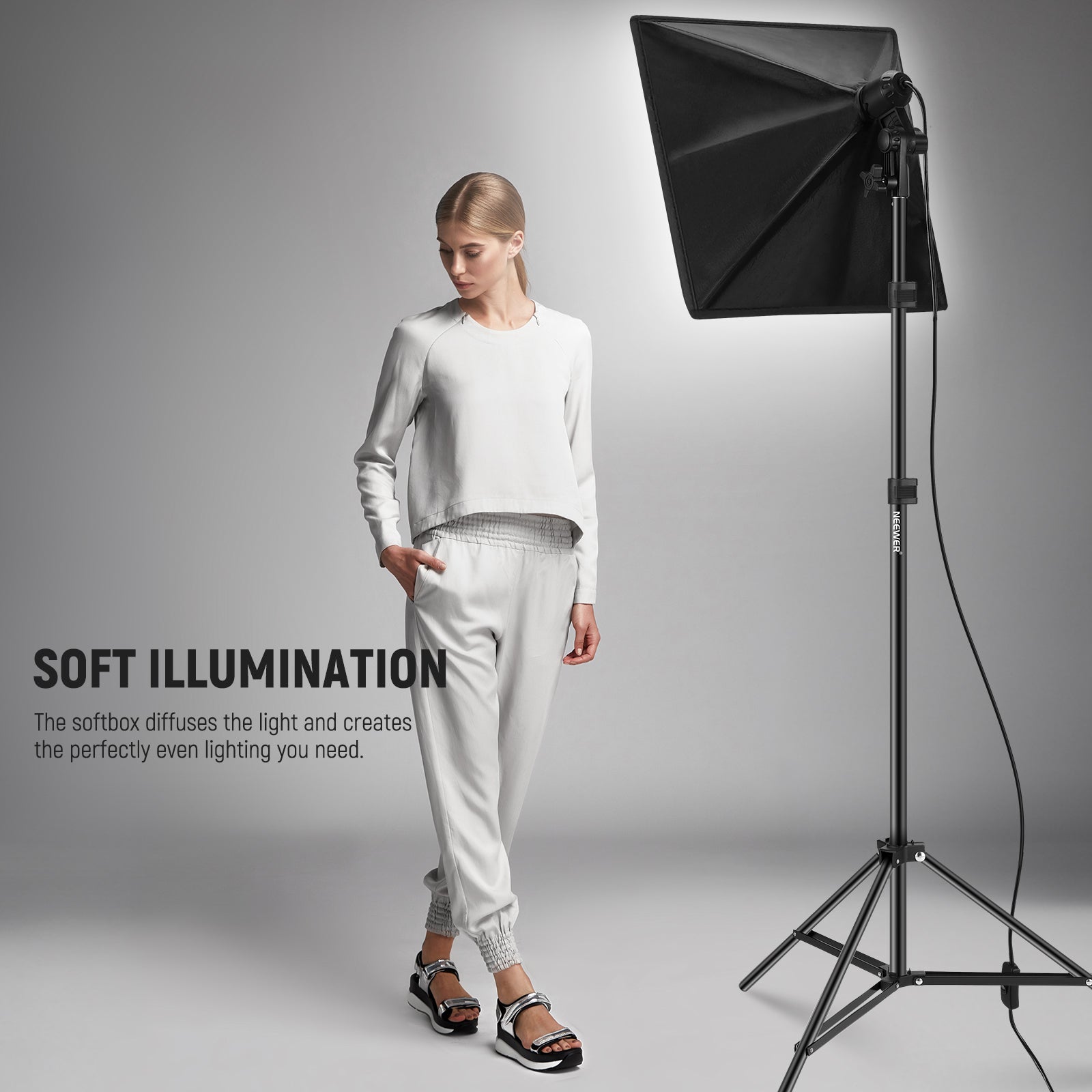 NEEWER NK300 24"X24"/60x60 350W Equivalent Softbox Lighting Kit