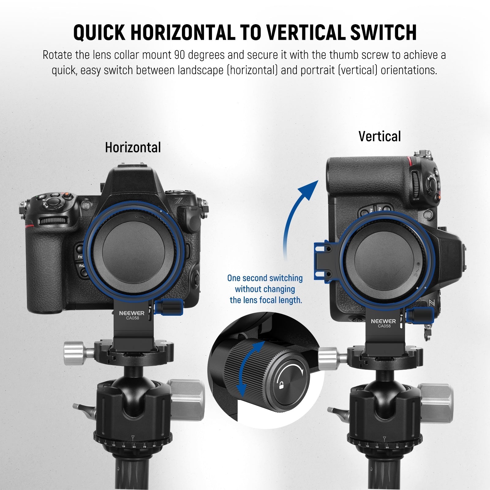 NEEWER Rotatable Camera Lens Collar for Camera
