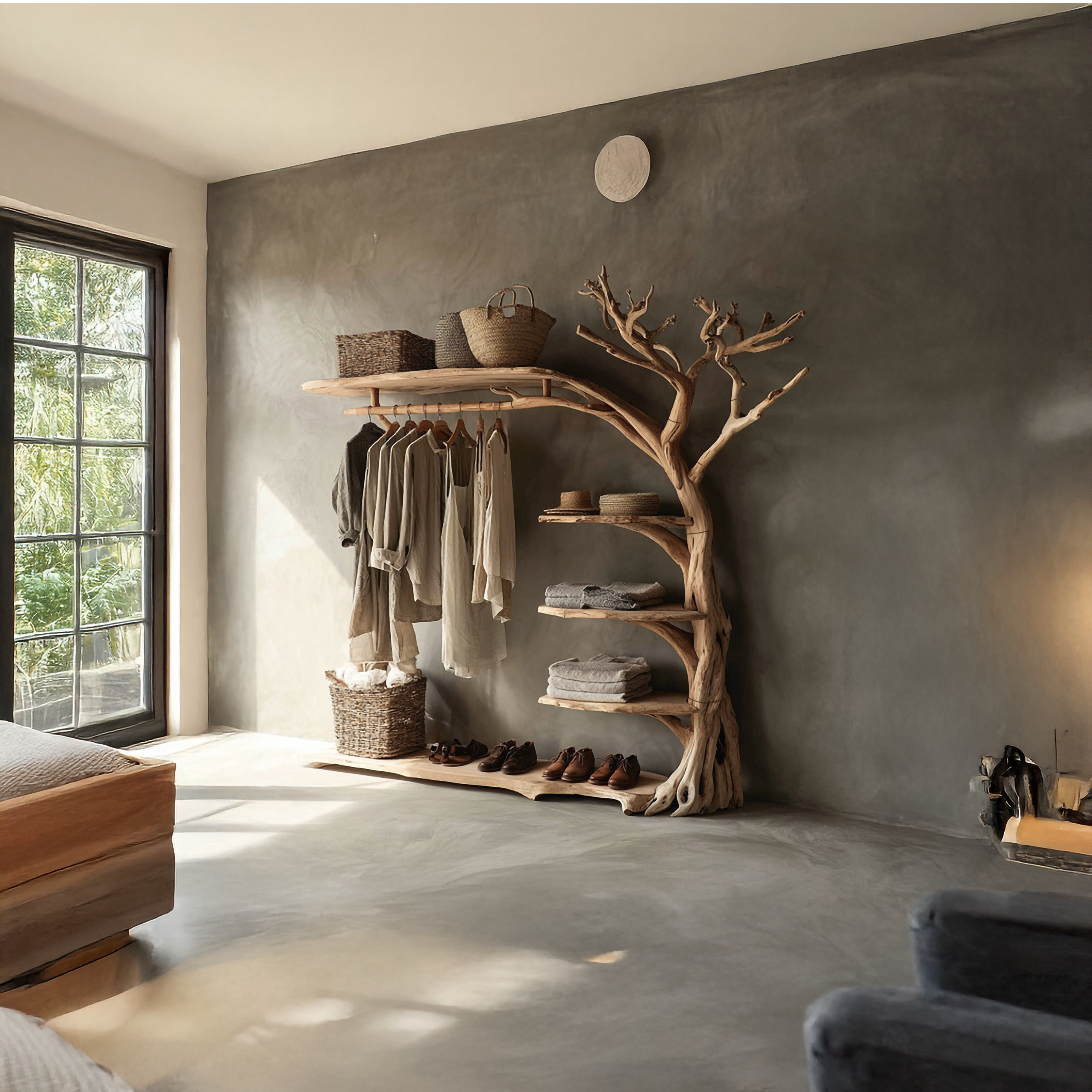 Rustic Coat Rack Shoe Shelf Entryway