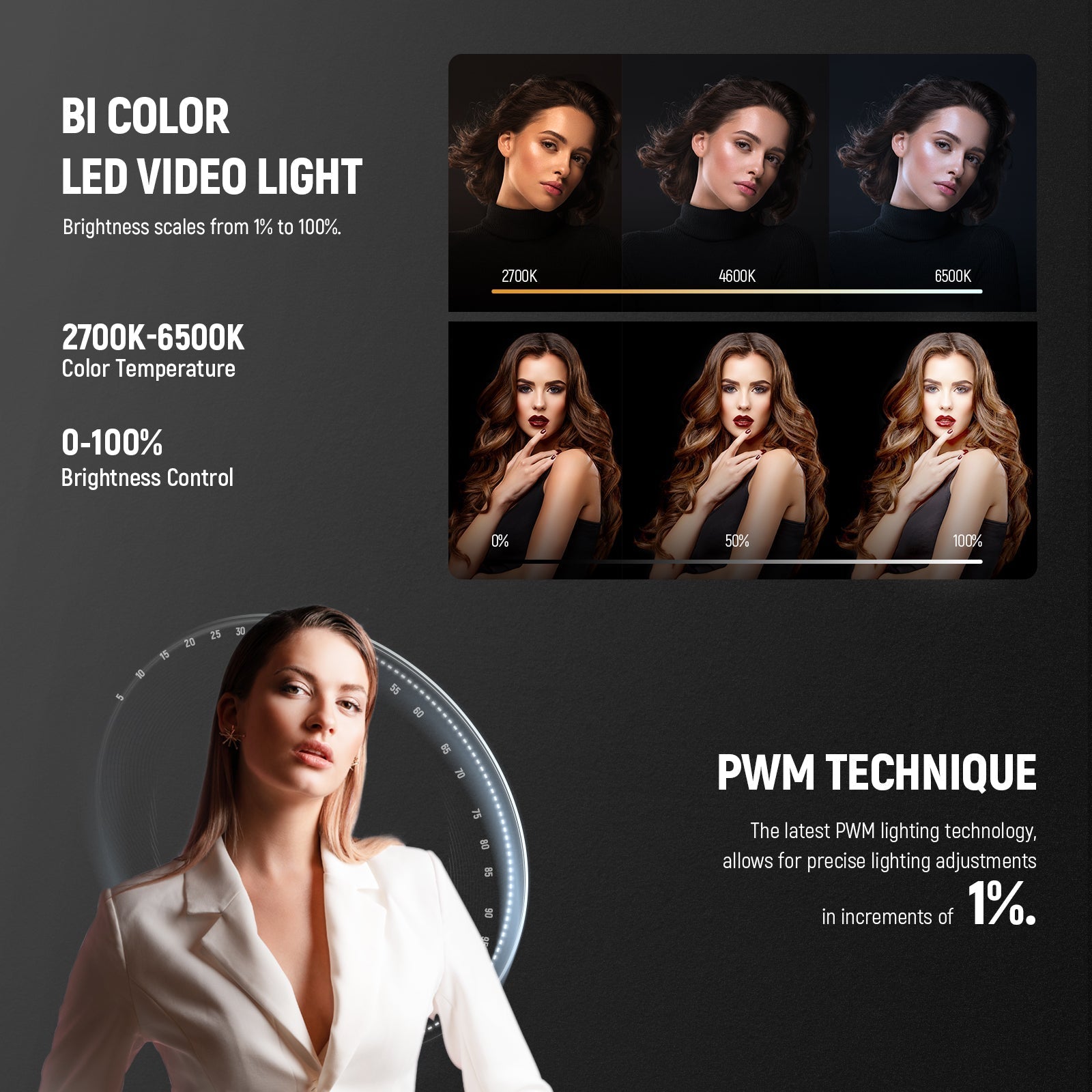 NEEWER MS60B Bi-Color LED Video Light Handheld Spotlight