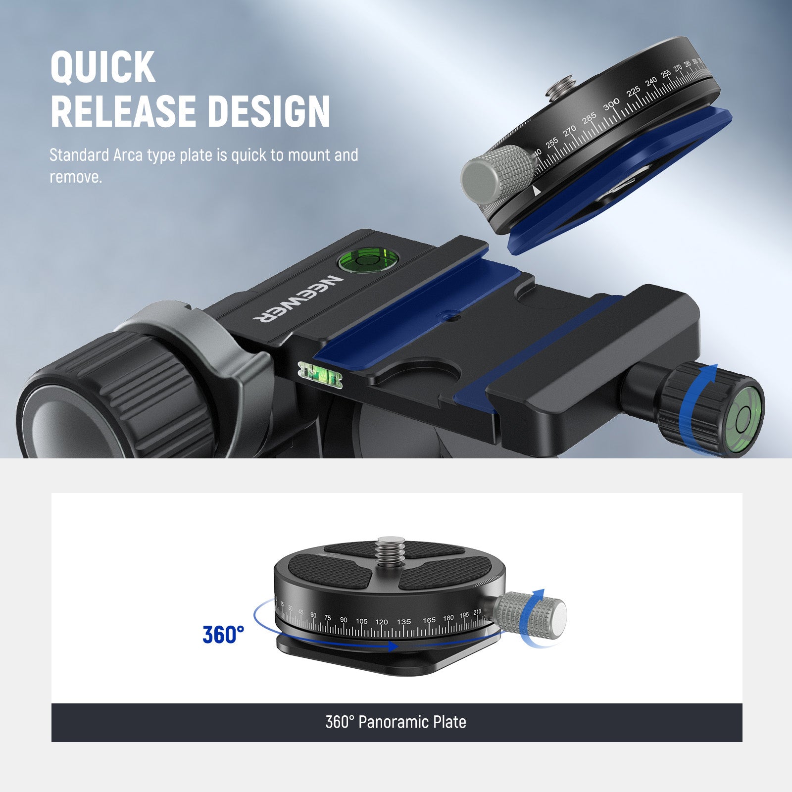 NEEWER TH15/TH16 3-Way Geared Tripod Head