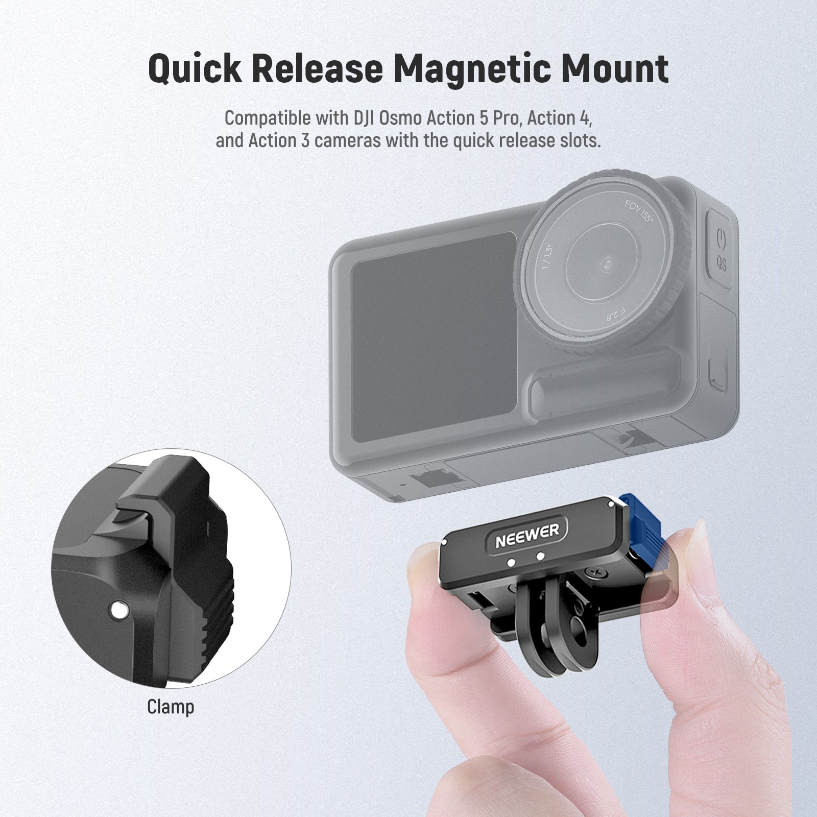 NEEWER AC011 Quick Release Magnetic Mount For DJI Osmo 360 Action 5 Pro/4/3
