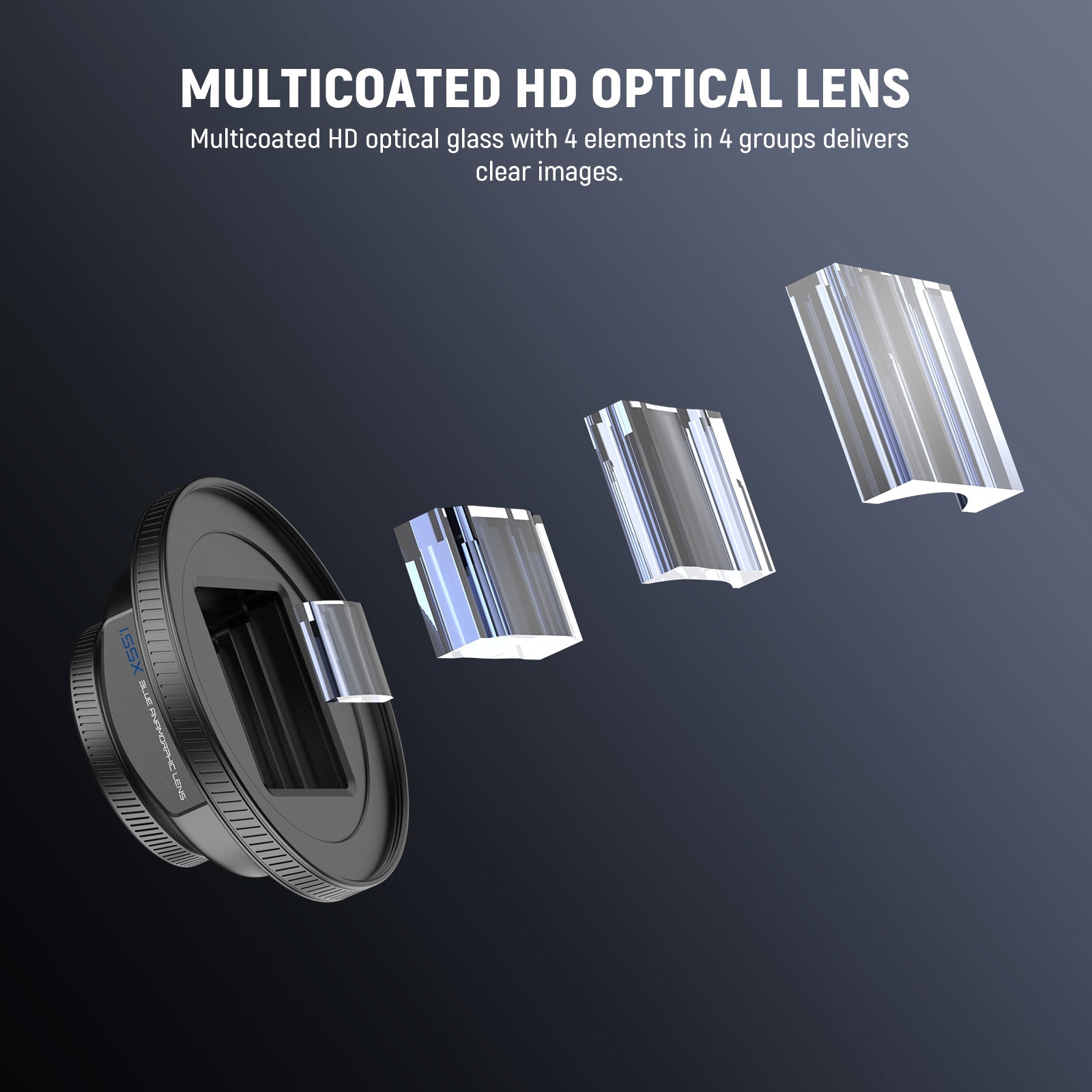 NEEWER LS-75 1.55X Blue Anamorphic Lens with 17mm Threaded Clip