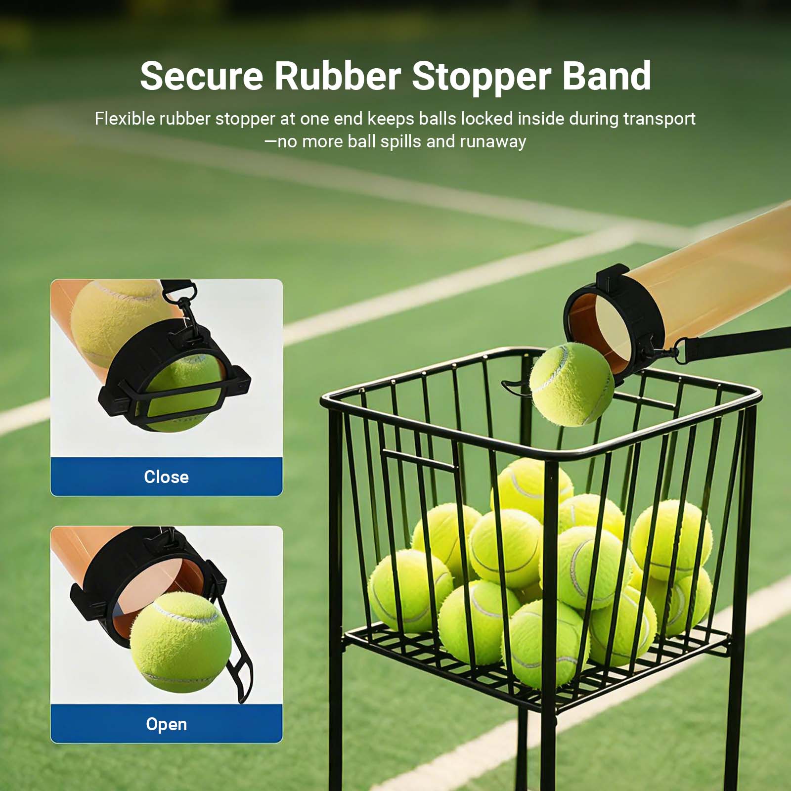 NEEWER TB02Z Ball Retriever Tube Hopper for Tennis Balls & Pickleballs