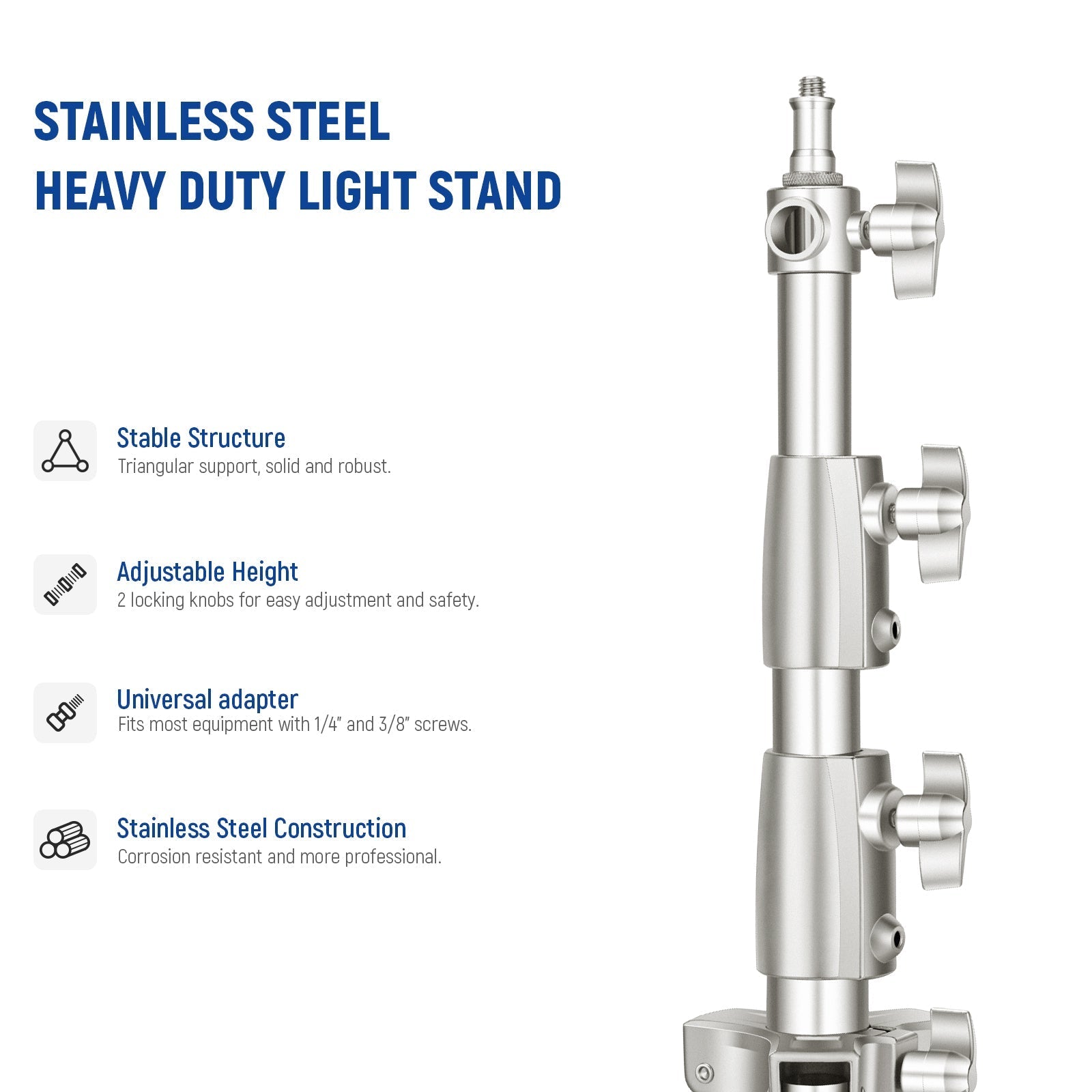 NEEWER 2 Pack Stainless Steel Heavy Duty Light Stand
