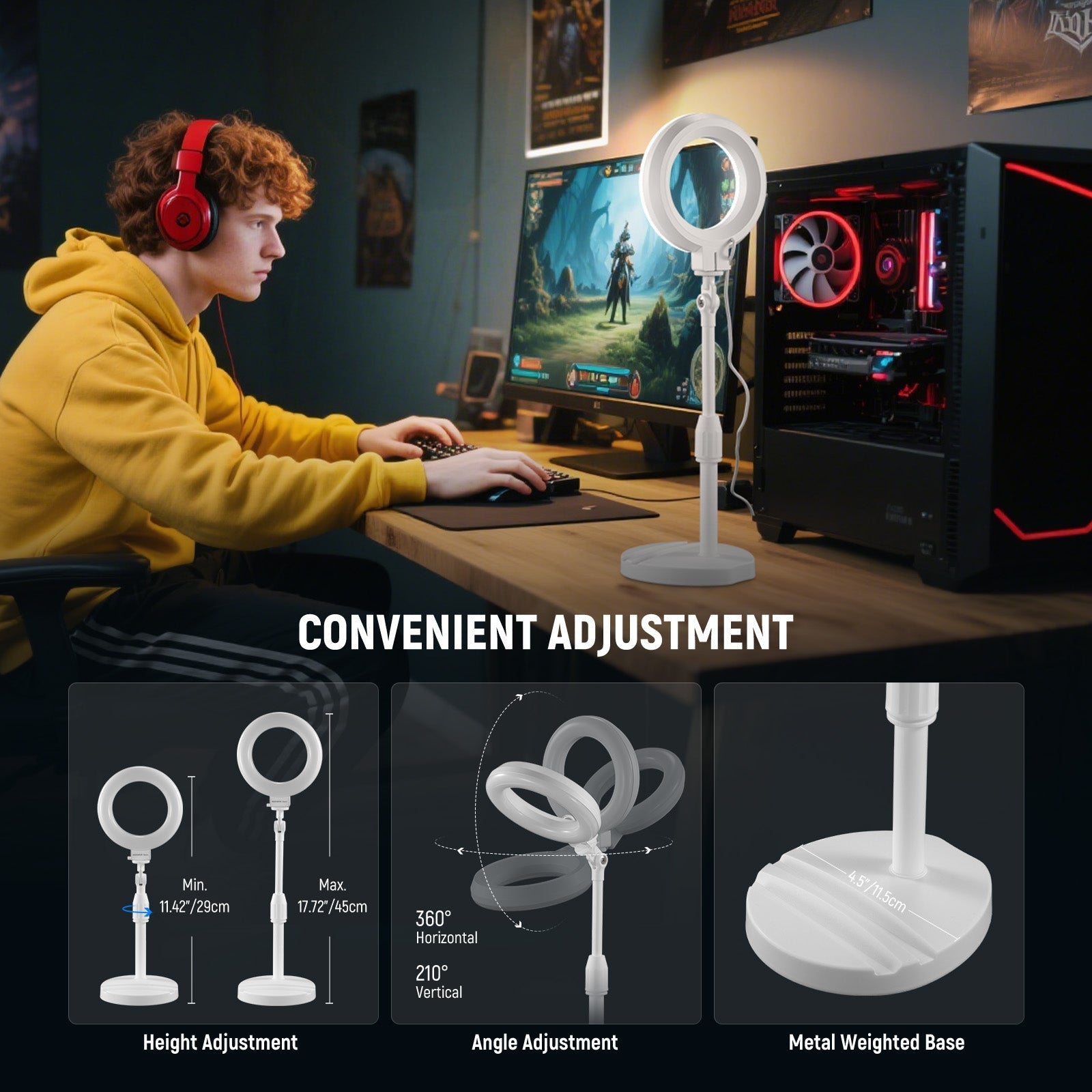 NEEWER BASICS BR60 5"/13cm Desk Ring Light with Stand