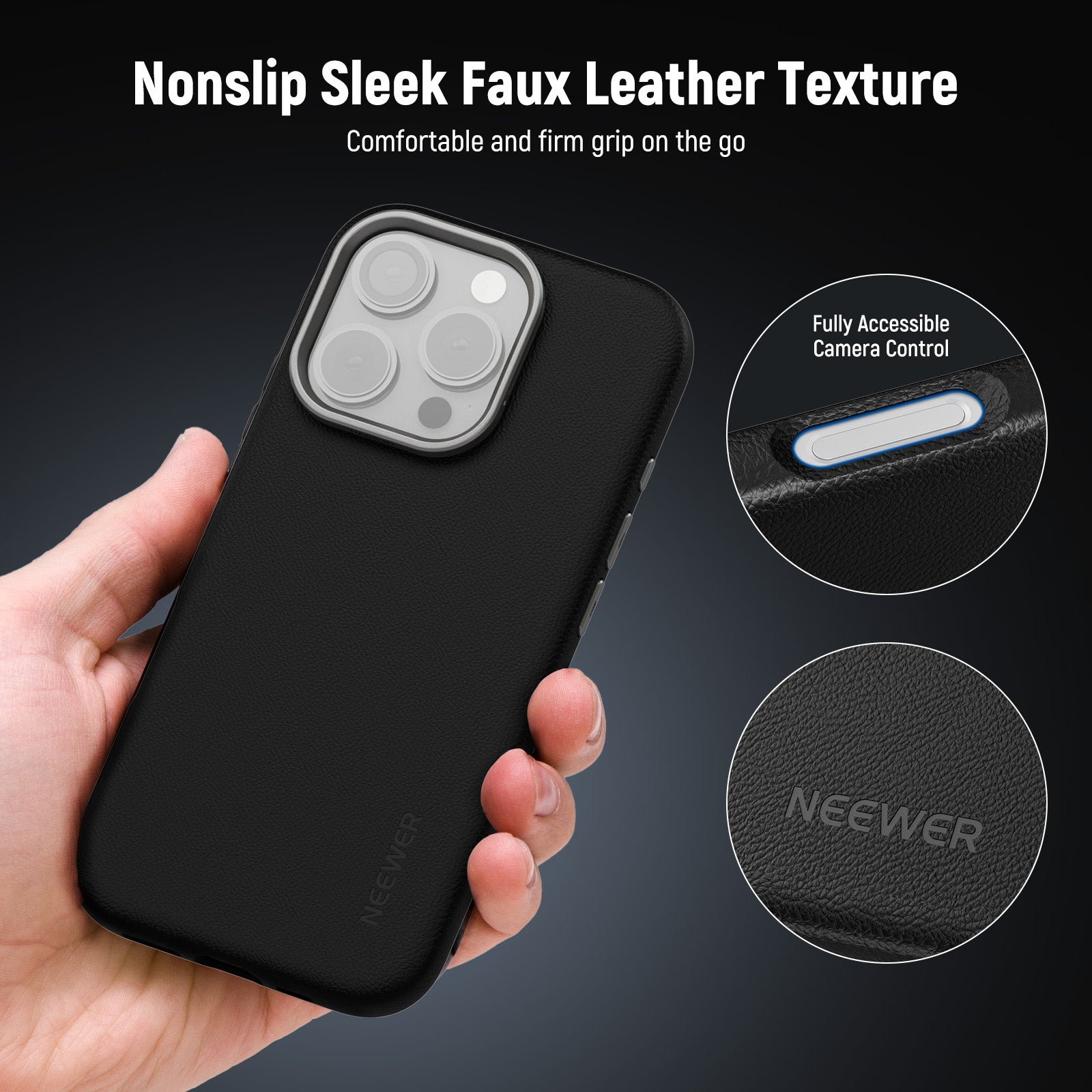 NEEWER PA083P/PA084P Black Case with 3 Backplates for iPhone 16 Pro/Pro Max