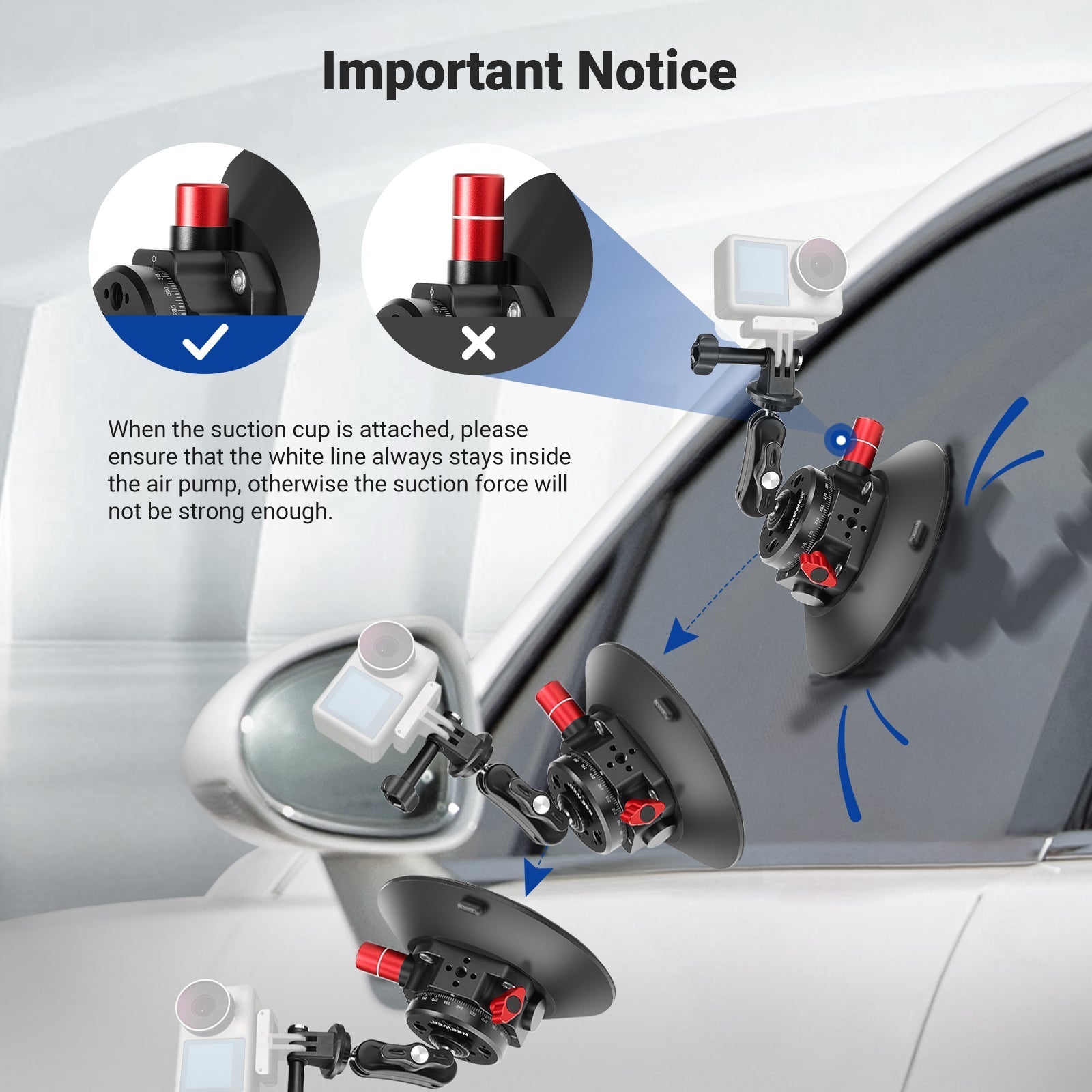 NEEWER CA013 6" Camera Suction Mount with Ball Head Magic Arm