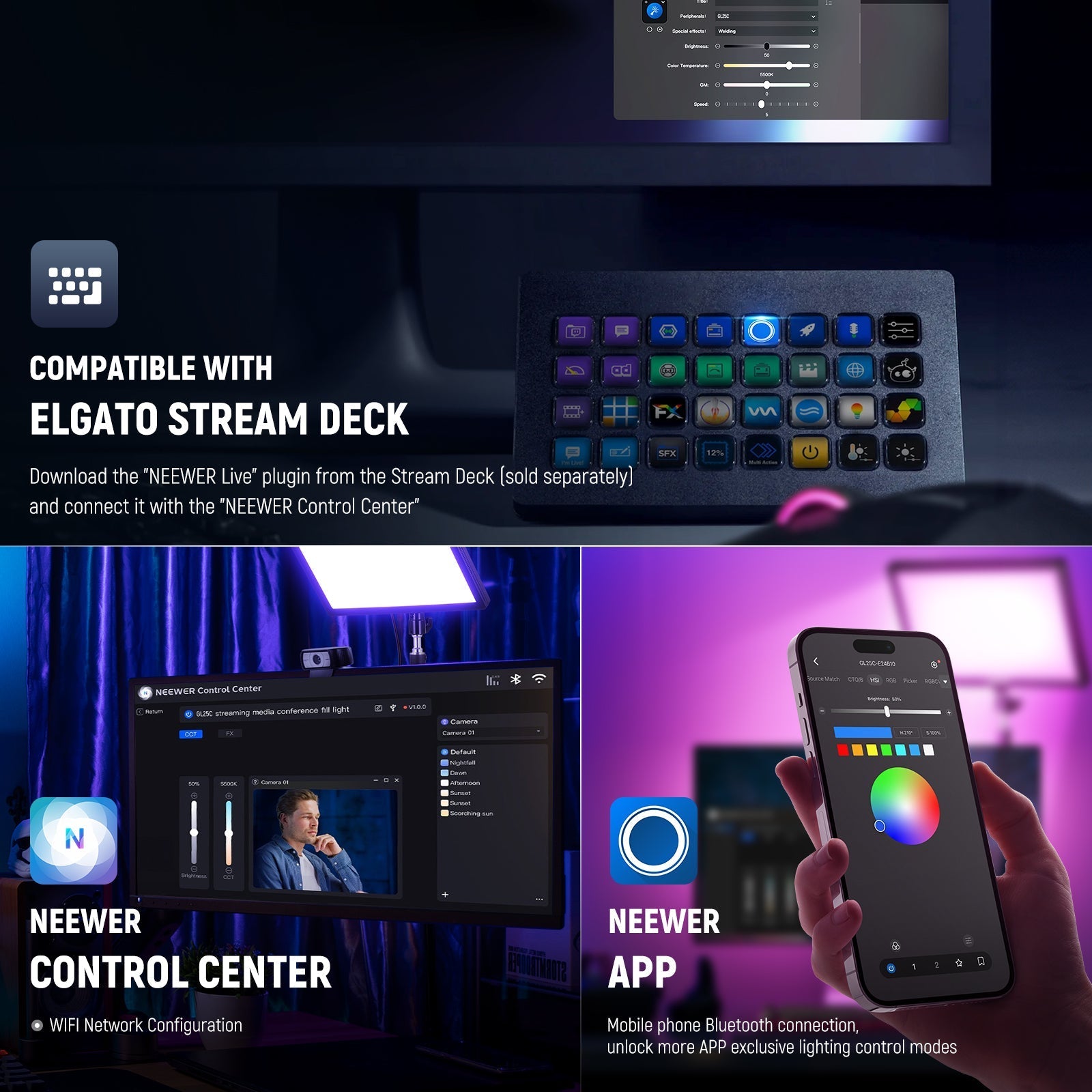 NEEWER GL25C LED RGB Streaming Key Light