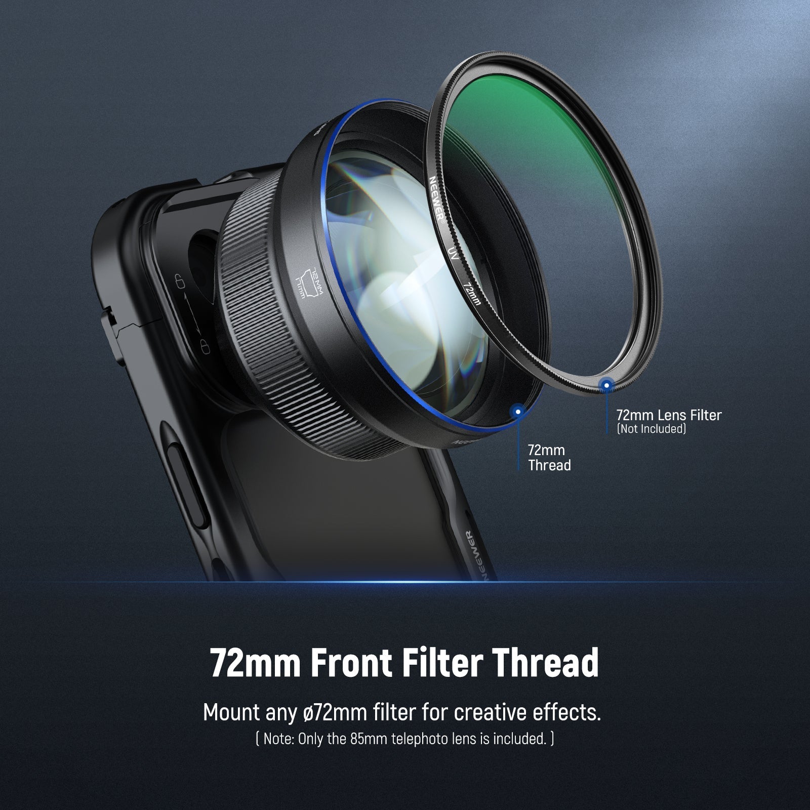 NEEWER LS-59 85mm HD Telephoto Lens with 17mm Lens Thread