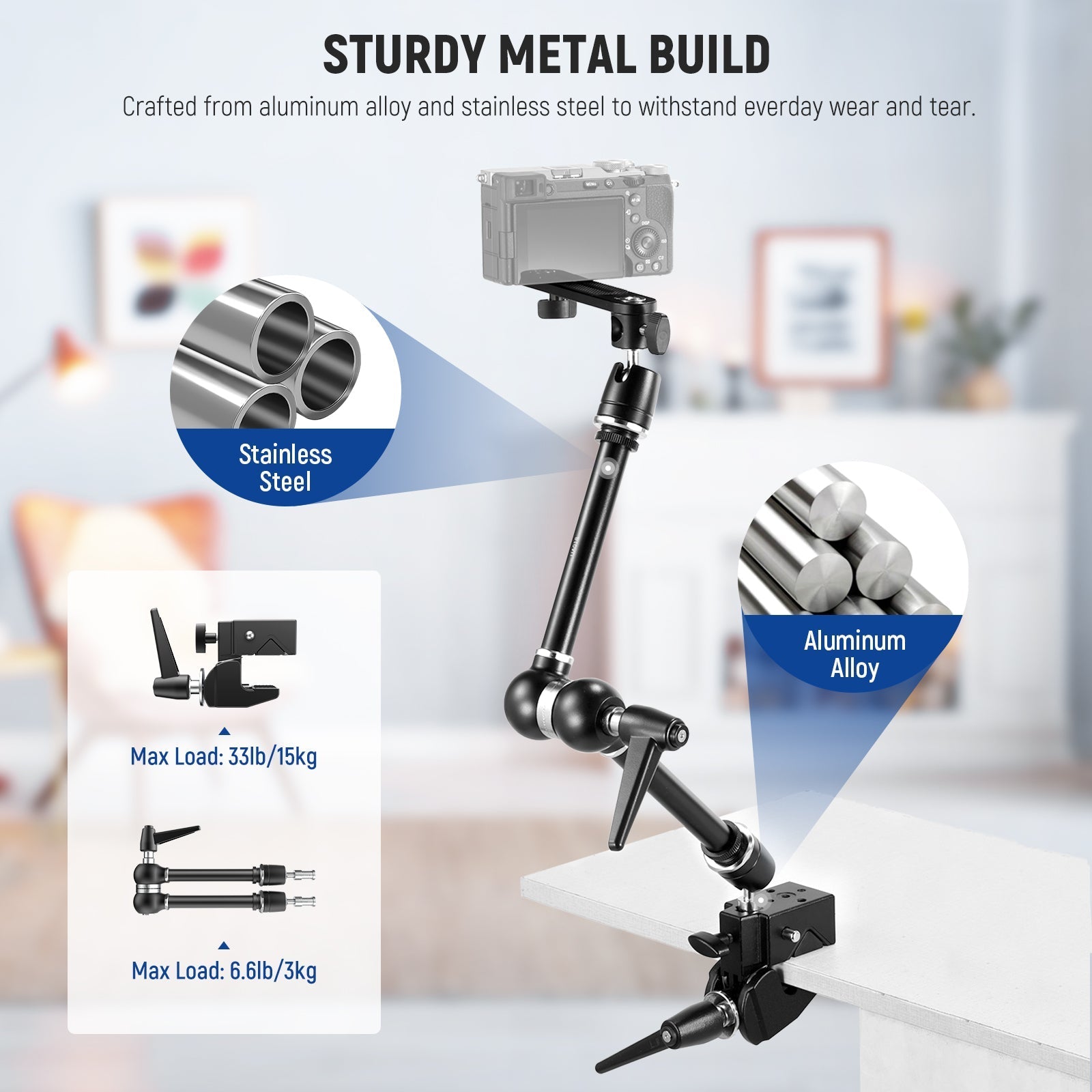 NEEWER UA018 21" Magic Arm Camera Mount with Super Clamp