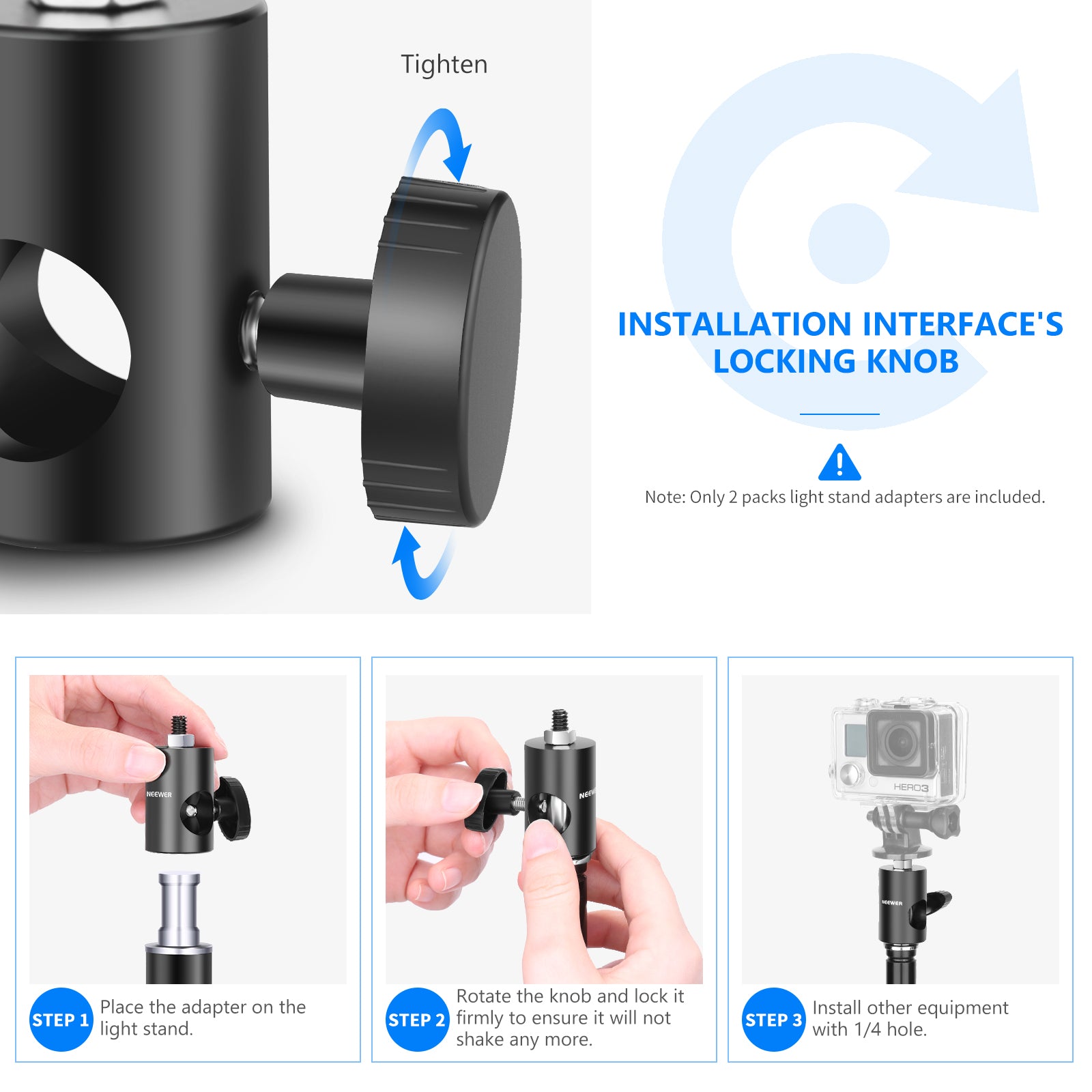 NEEWER ST12 2 Pack Light Stand Tip Adapter Convert