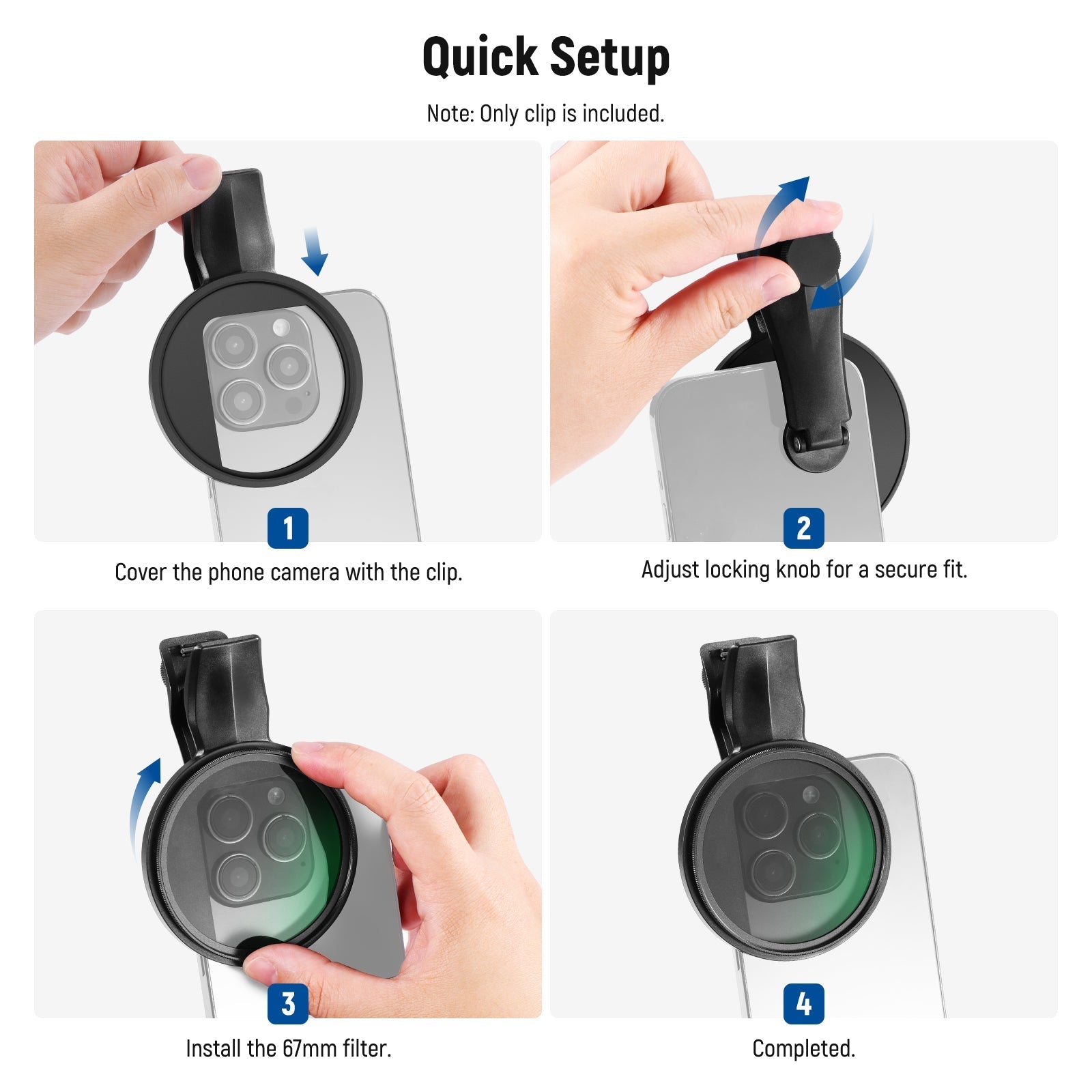 NEEWER LA007/LA008 67mm Phone Filter Clamp For Smartphone