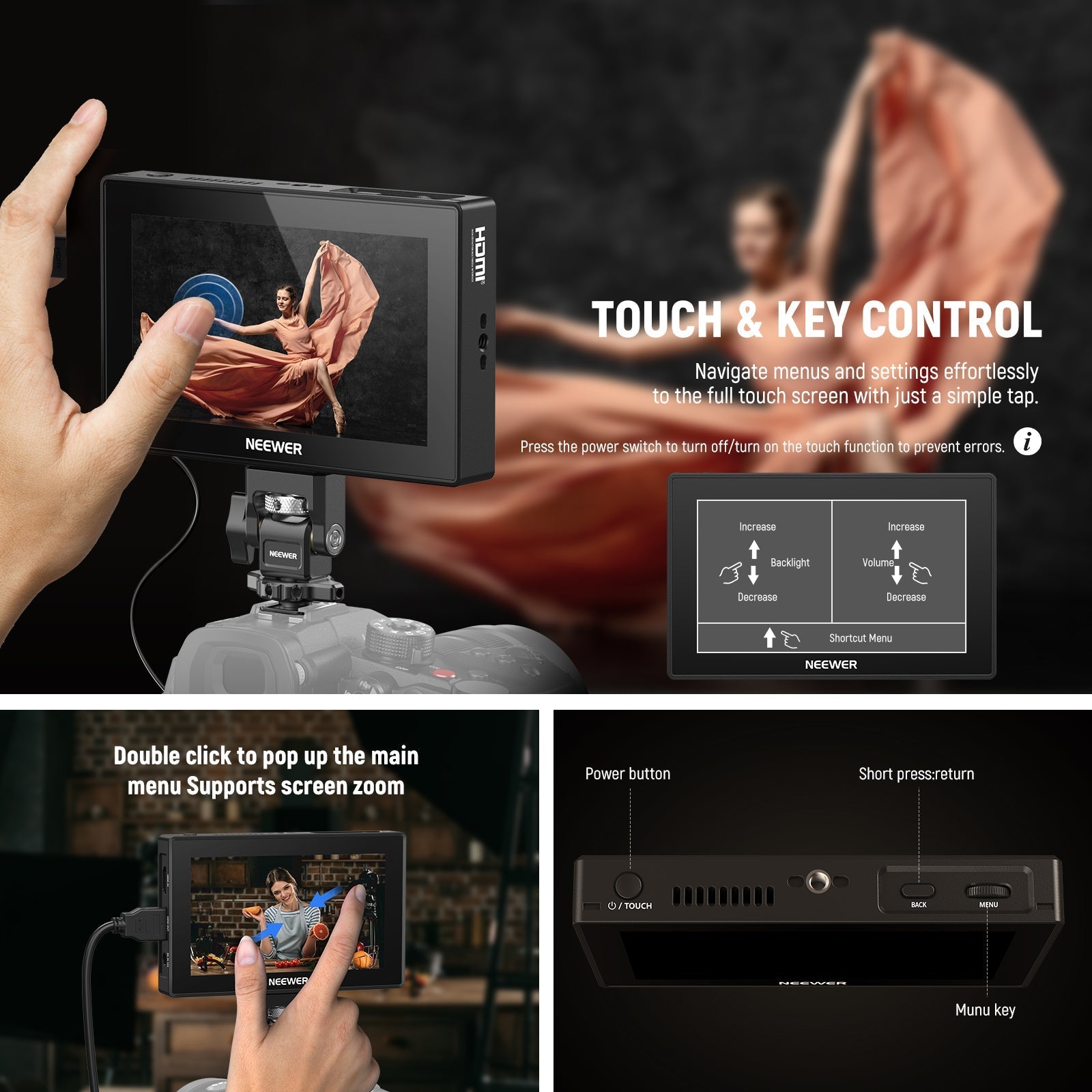 NEEWER F500 PRO LED 5.5" Camera Touch Screen Monitor