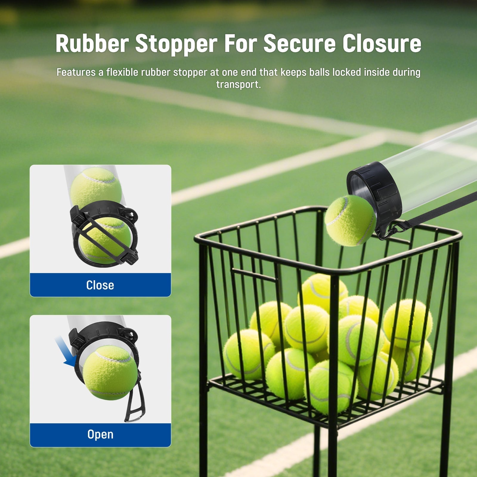 NEEWER PB01S Ball Retriever Tube Hopper for Tennis Balls & Pickleballs