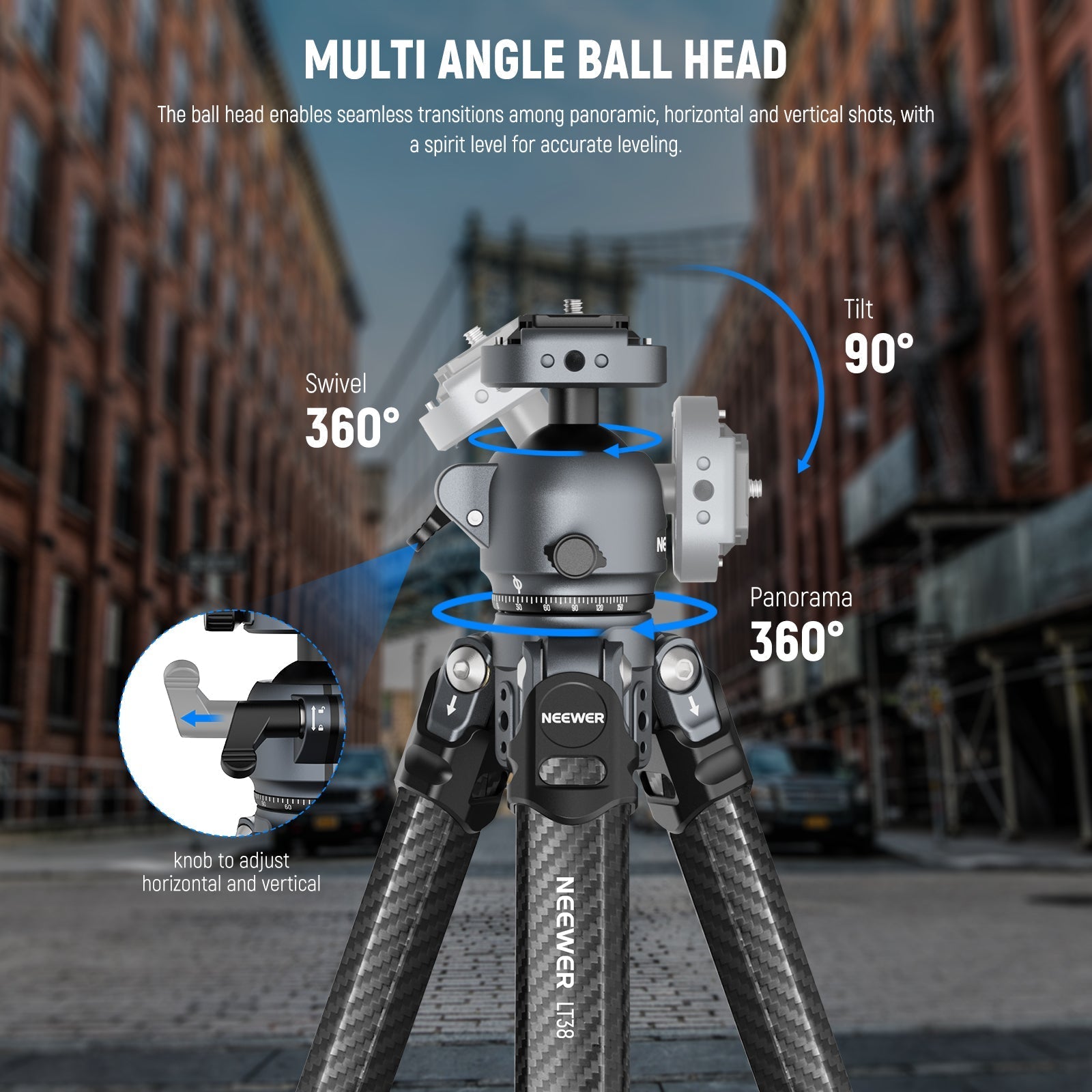NEEWER LT38 61" Carbon Fiber Travel Tripod