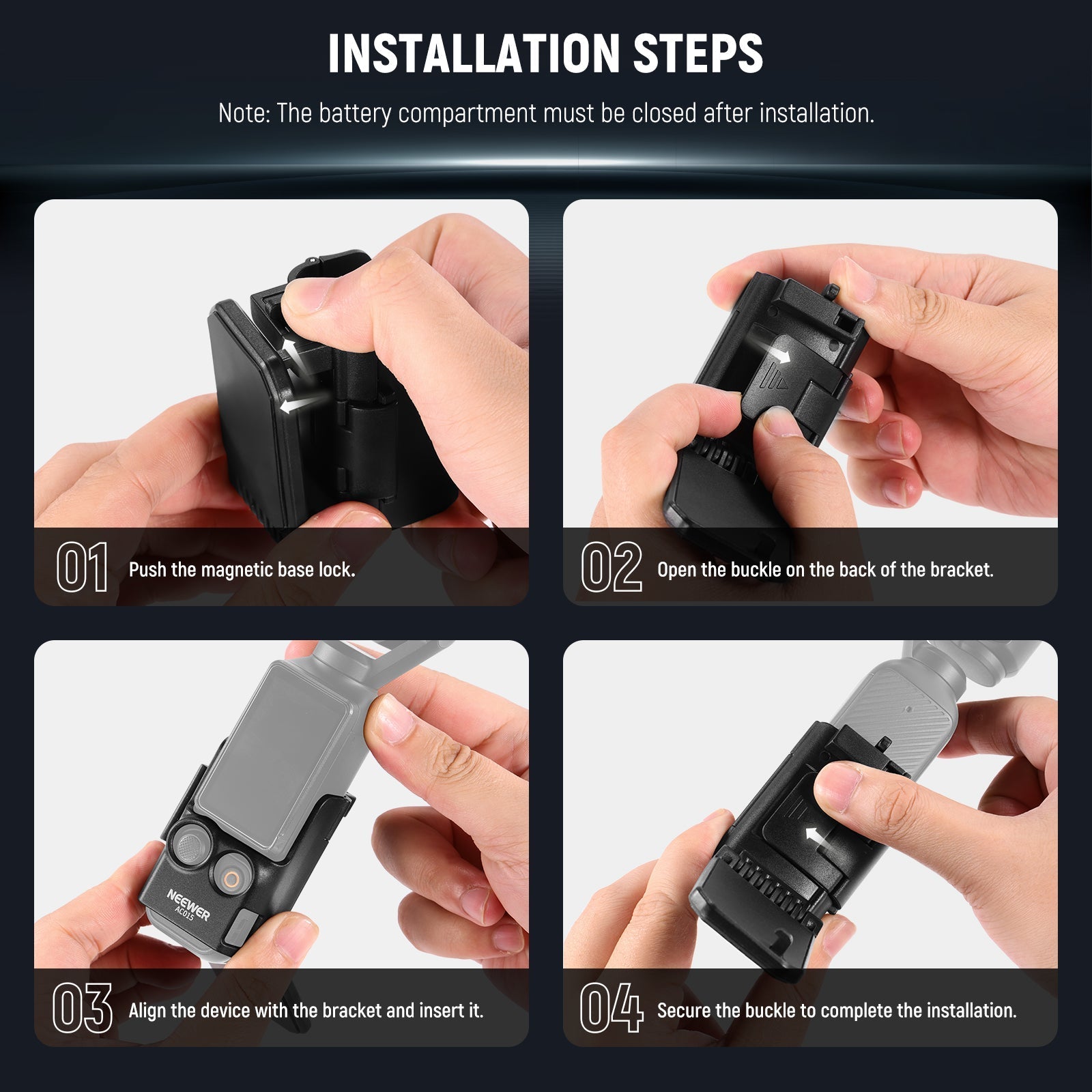 NEEWER BASICS AC015 Magnetic Camera Mount 180° Rotate For DJI Osmo Pocket 3