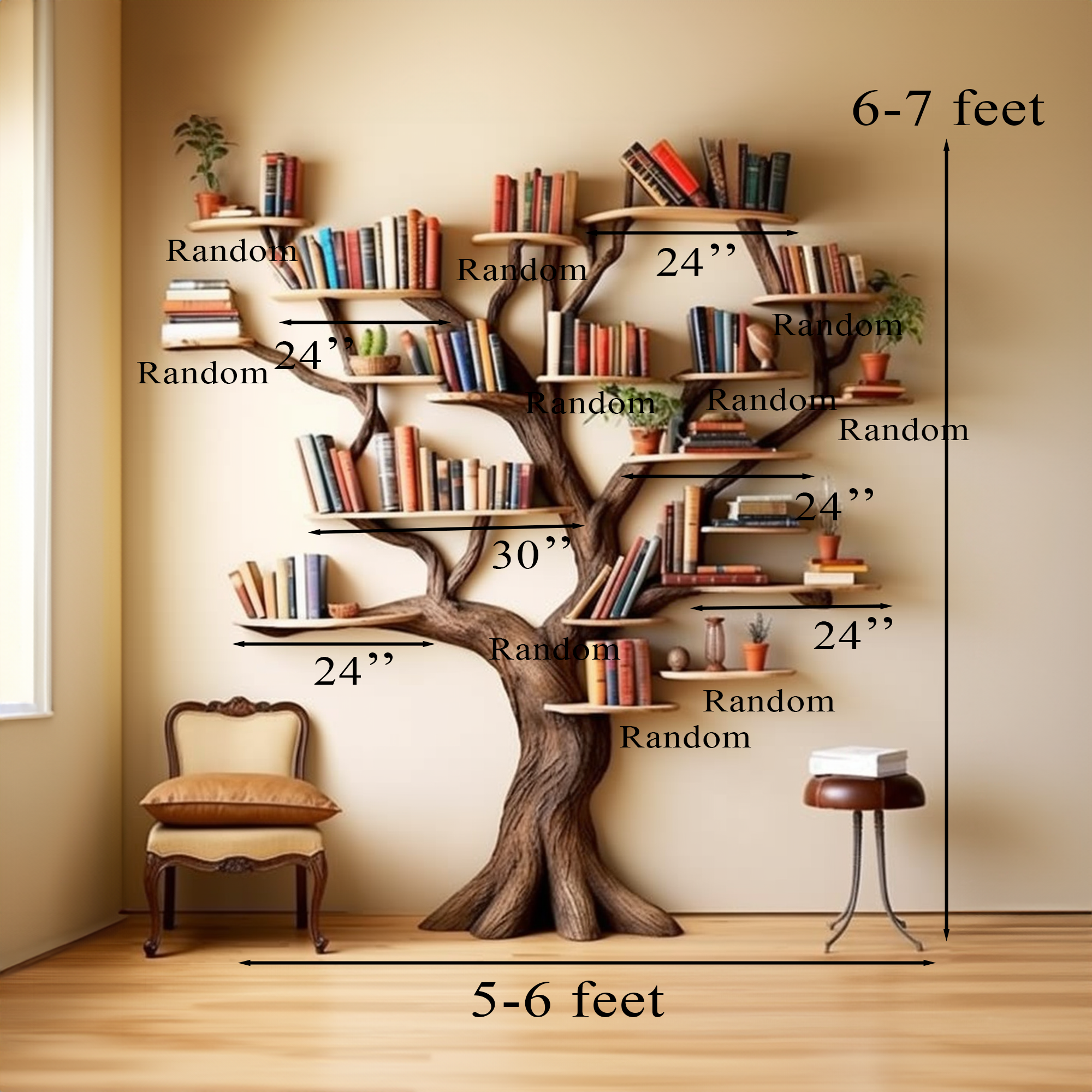 Tree Branch Floating Bookshelf Decor