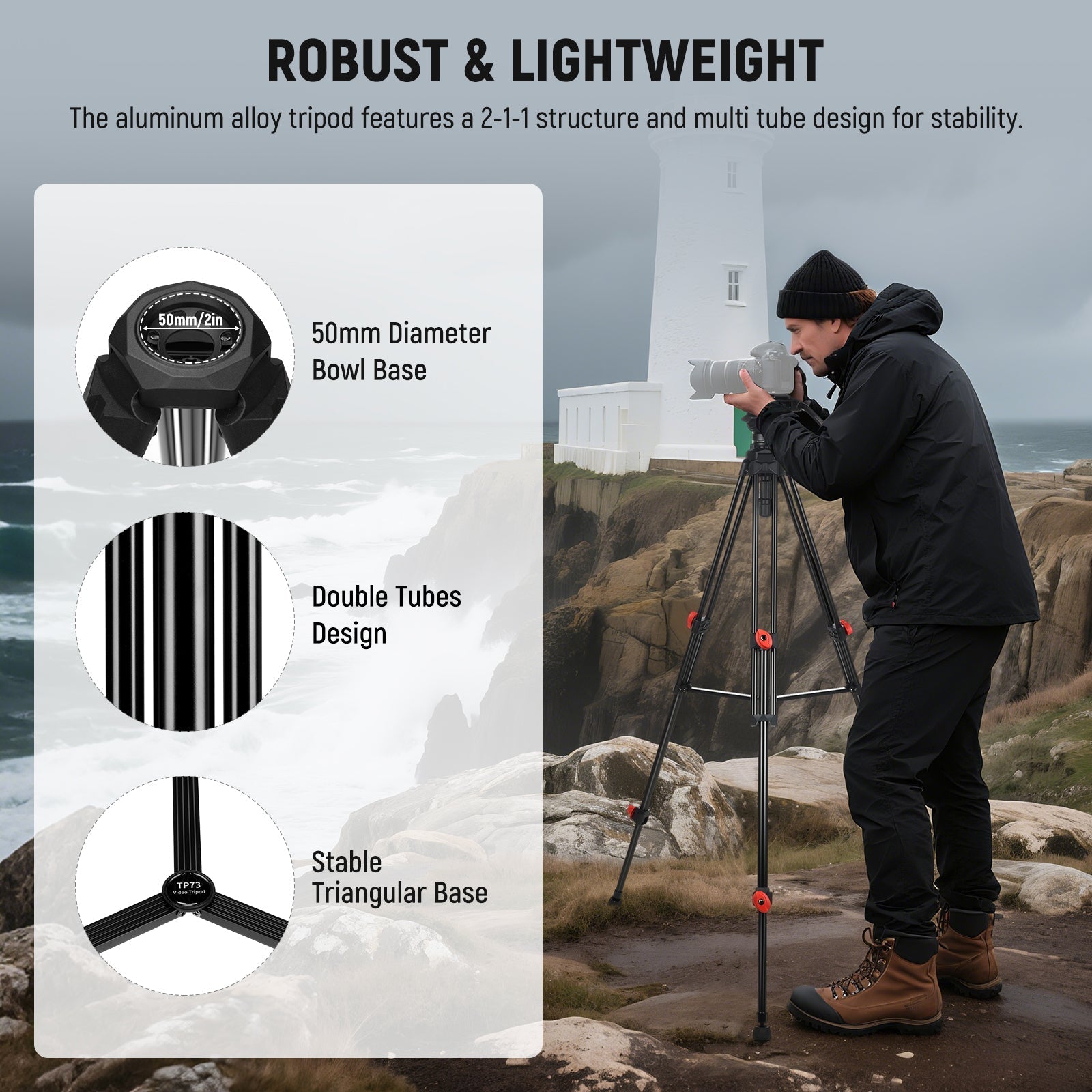 NEEWER TP73 65" Heavy Duty Yet Lightweight Video Tripod