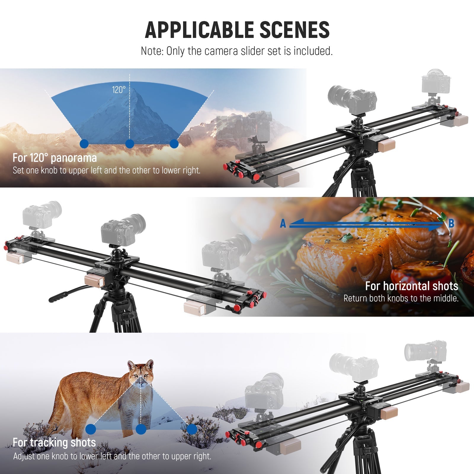 NEEWER ER1 Motorized Carbon Fiber Camera Slider with F750 Battery