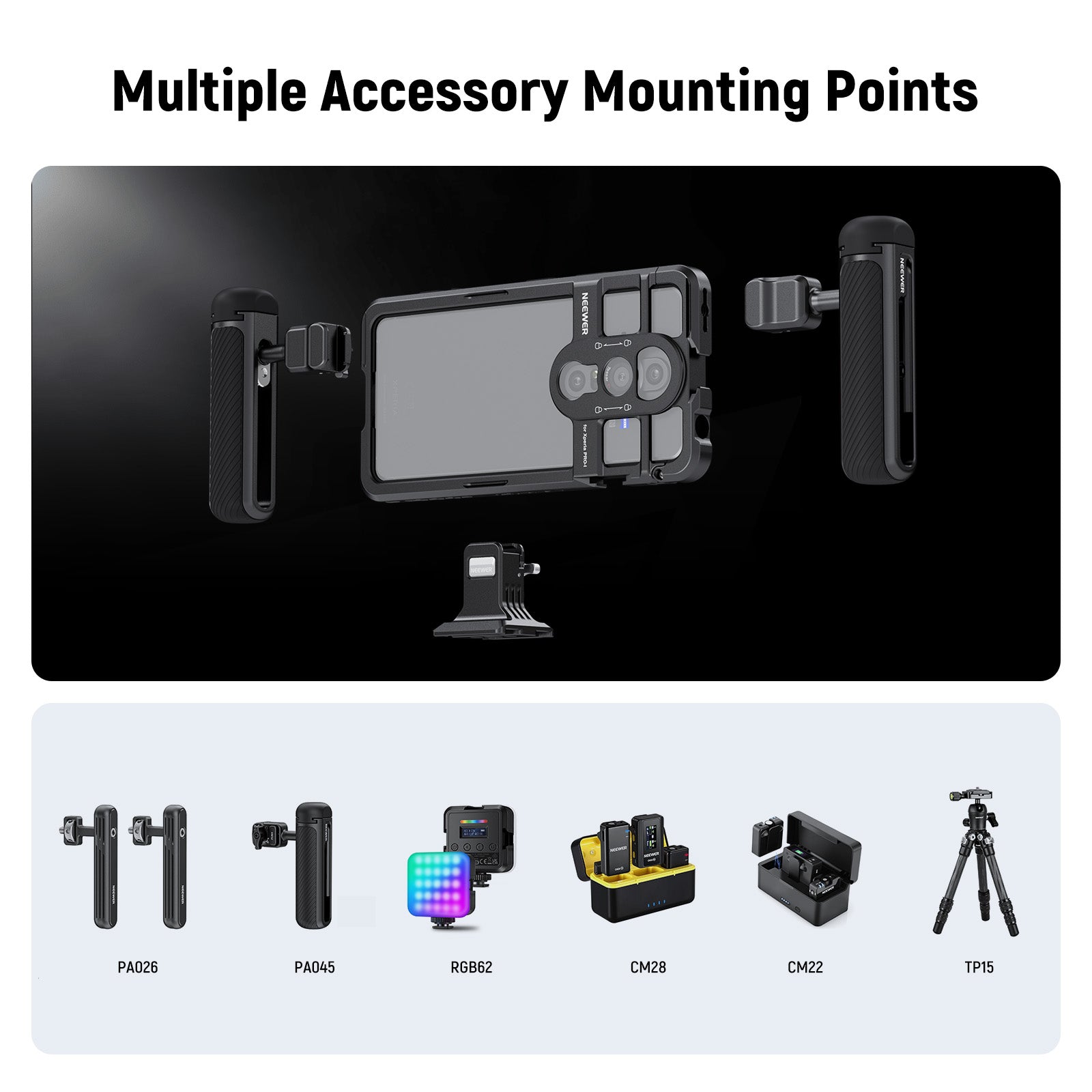 NEEWER PA086/PA087 Phone Cage Compatible with Sony Xperia PRO-I / Xperia 1 V