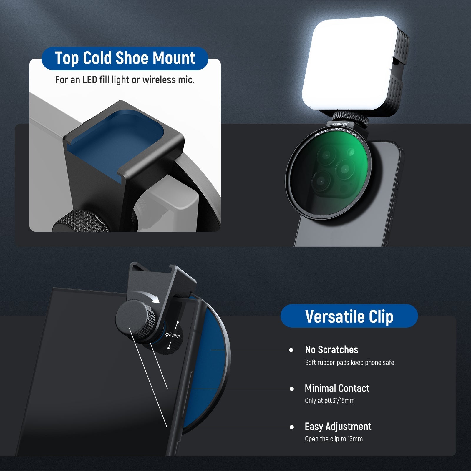 NEEWER 67mm Magnetic CPL Phone Filter