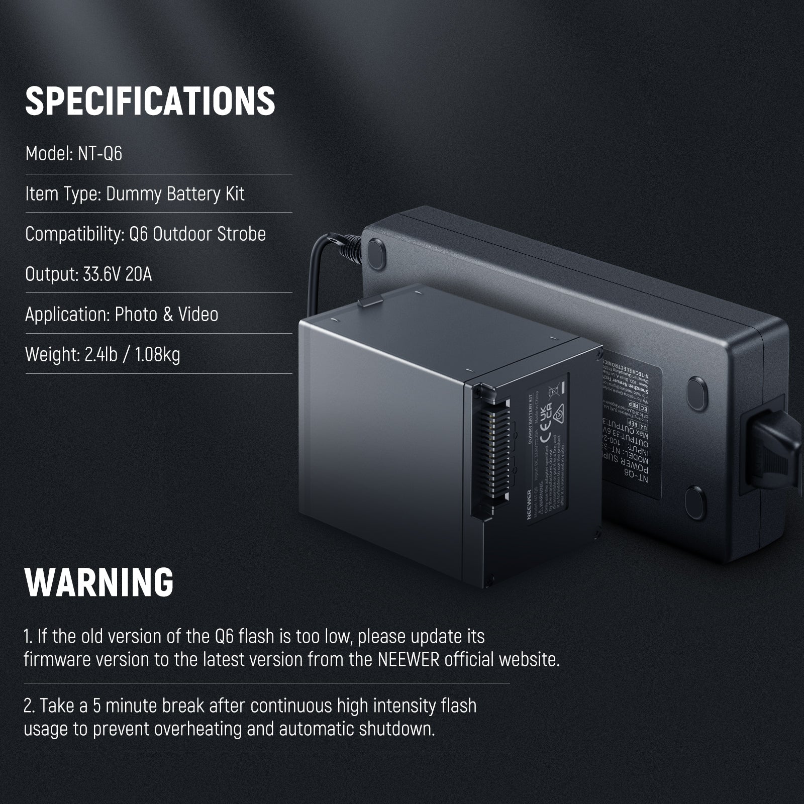 NEEWER NT-Q6 Dummy Battery Kit for Q6