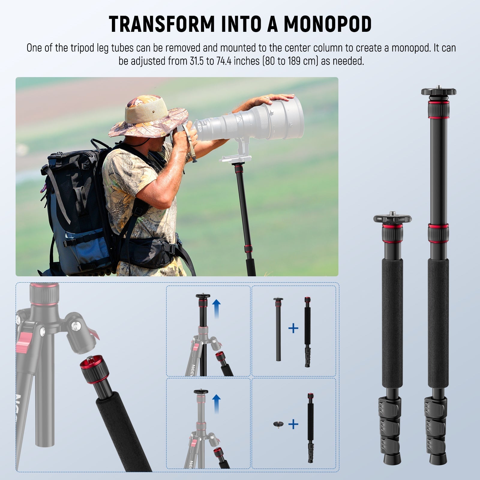 NEEWER BASICS TP15 71" Camera Tripod Monopod