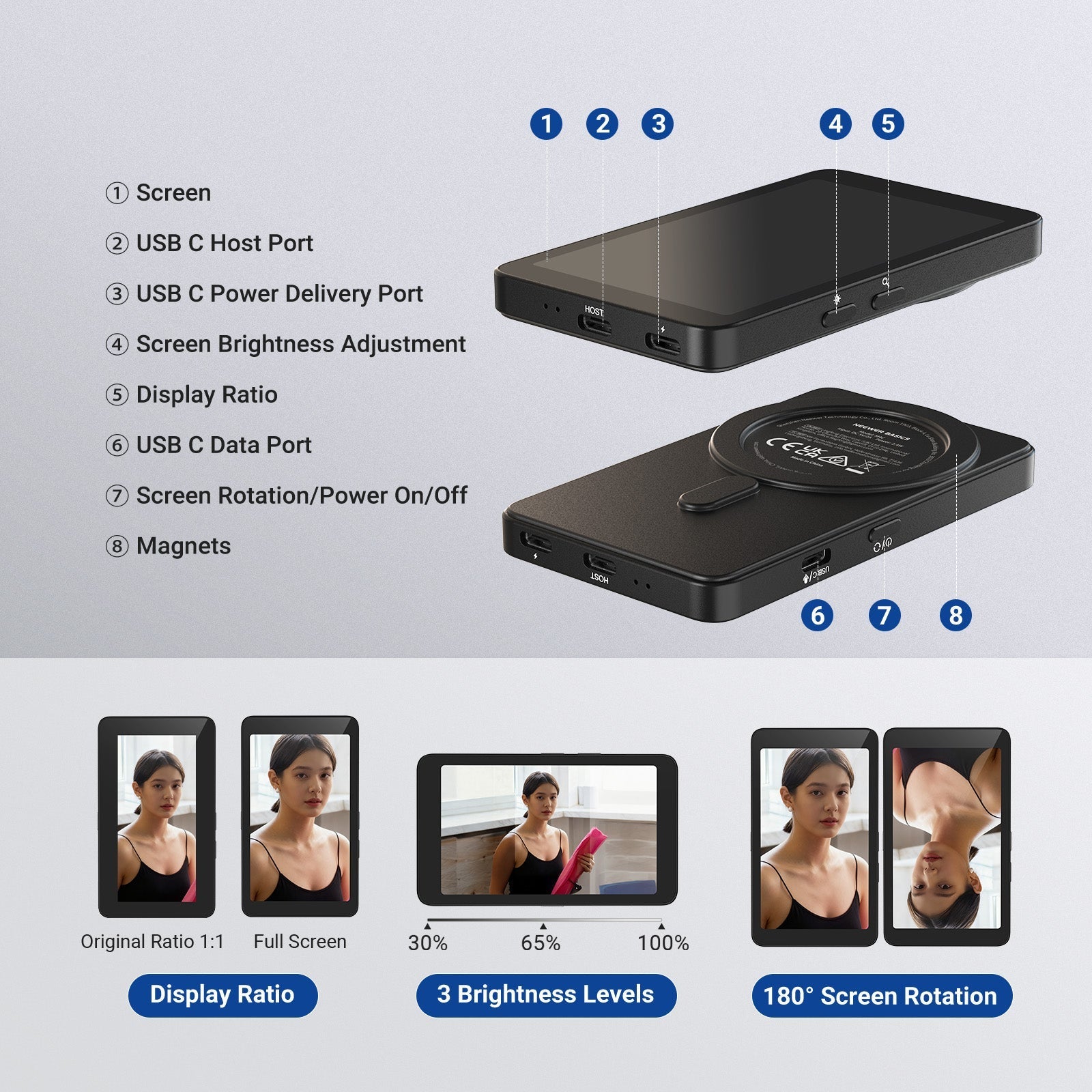 NEEWER BASICS M4C 4" Magnetic Vlog Selfie Monitor Screen
